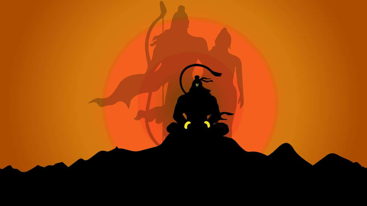 Hanuman, silhouette, sun, SD Desktop Wallpaper