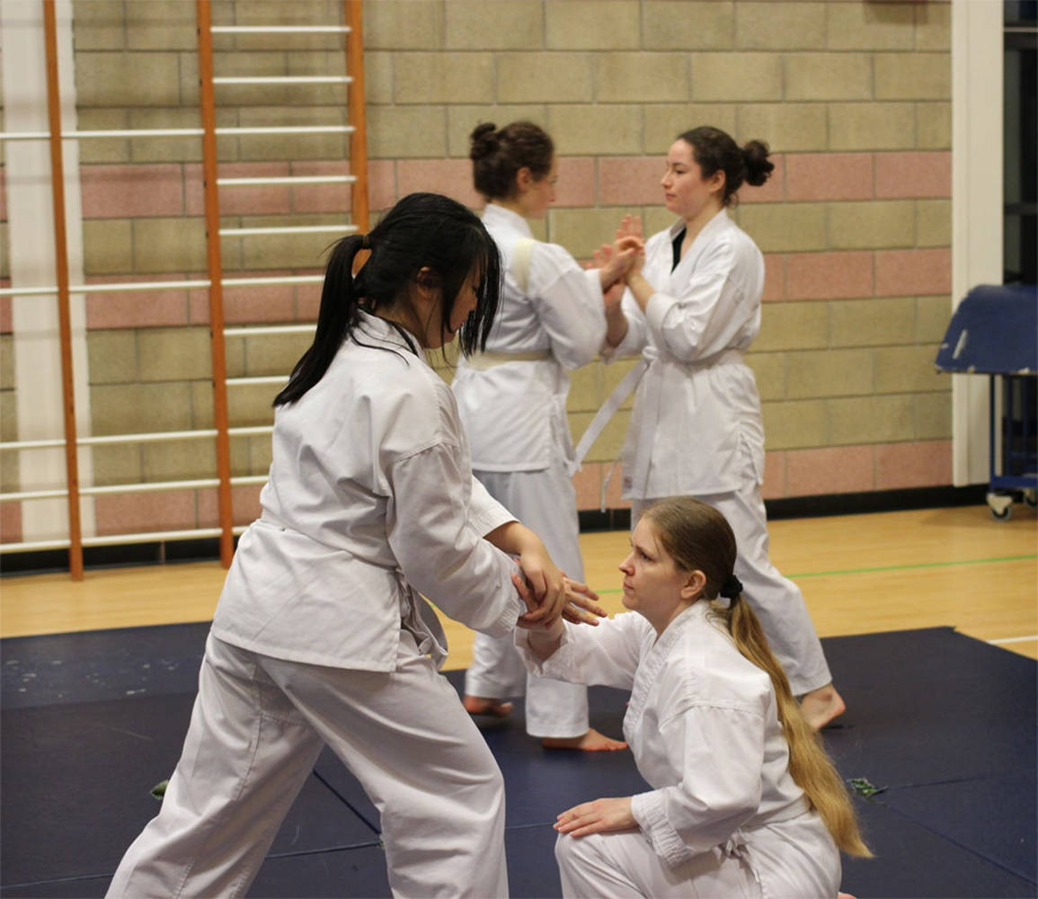 Hapkido, white karate gi, blue mats, SD Desktop Wallpaper