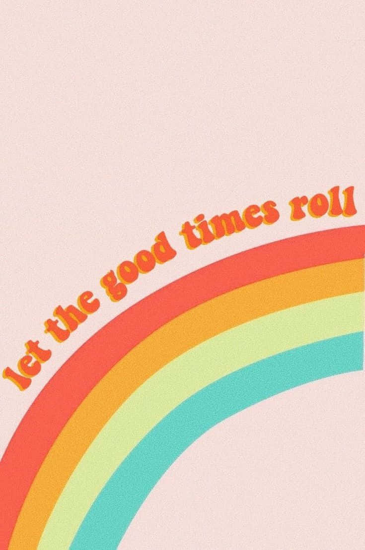rainbow, soft pink background, bold orange letters, SD Phone Wallpaper