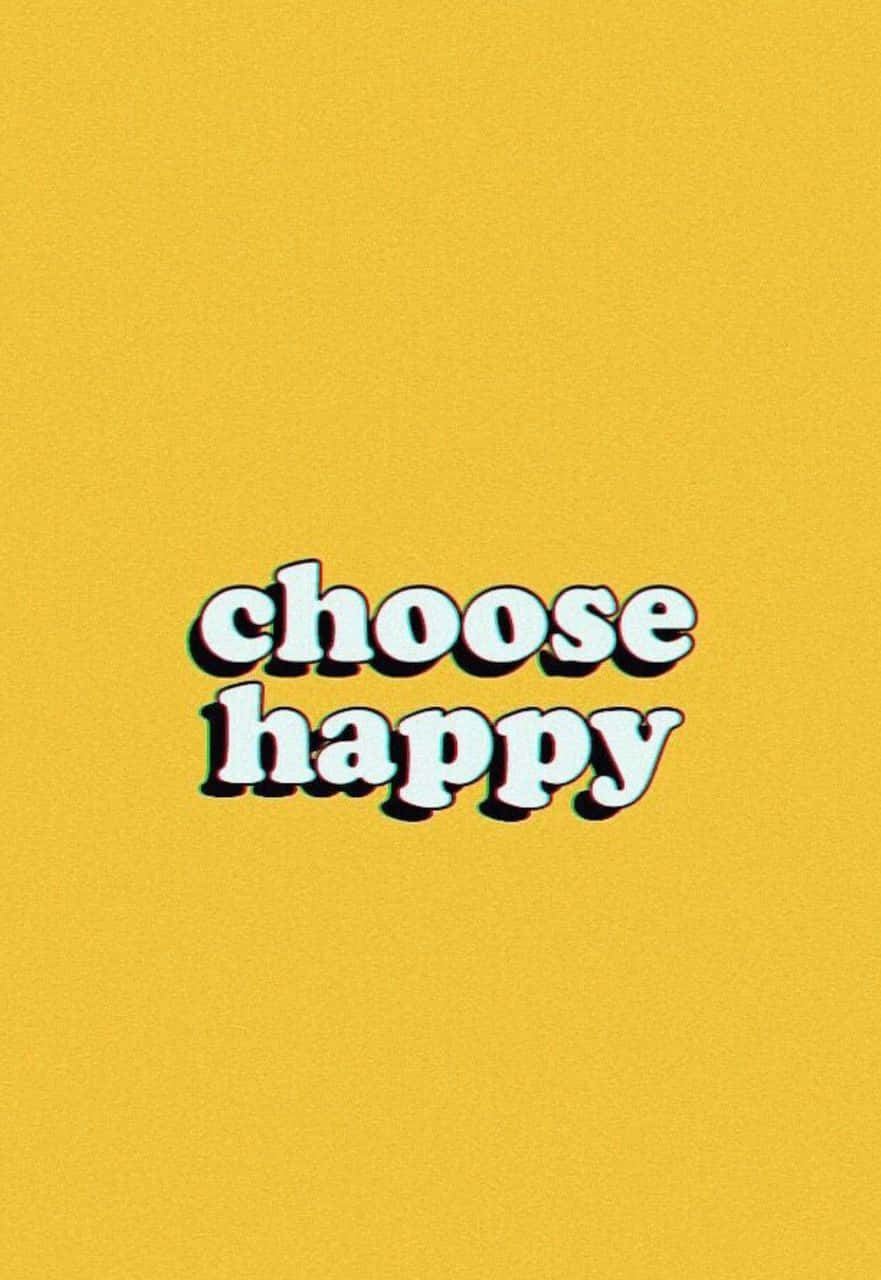 mustard yellow, textured background, choose happy, HD Phone Wallpaper