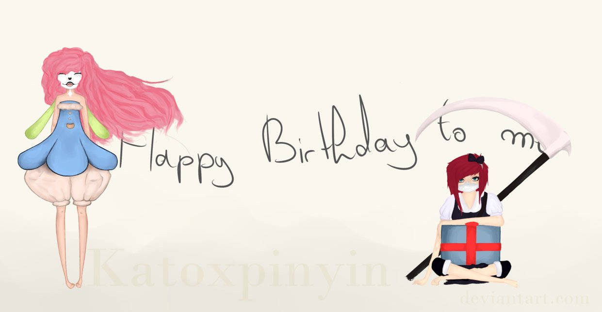 Happy Birthday To Me Anime Drawing, anime-style characters, birthday, SD Desktop Wallpaper