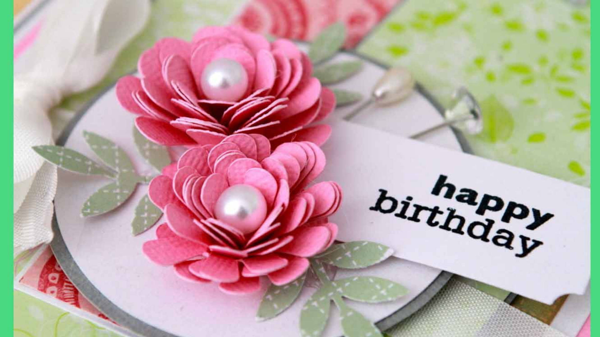 handmade pink daisies, birthday card, pink paper flowers, Full HD Desktop Wallpaper