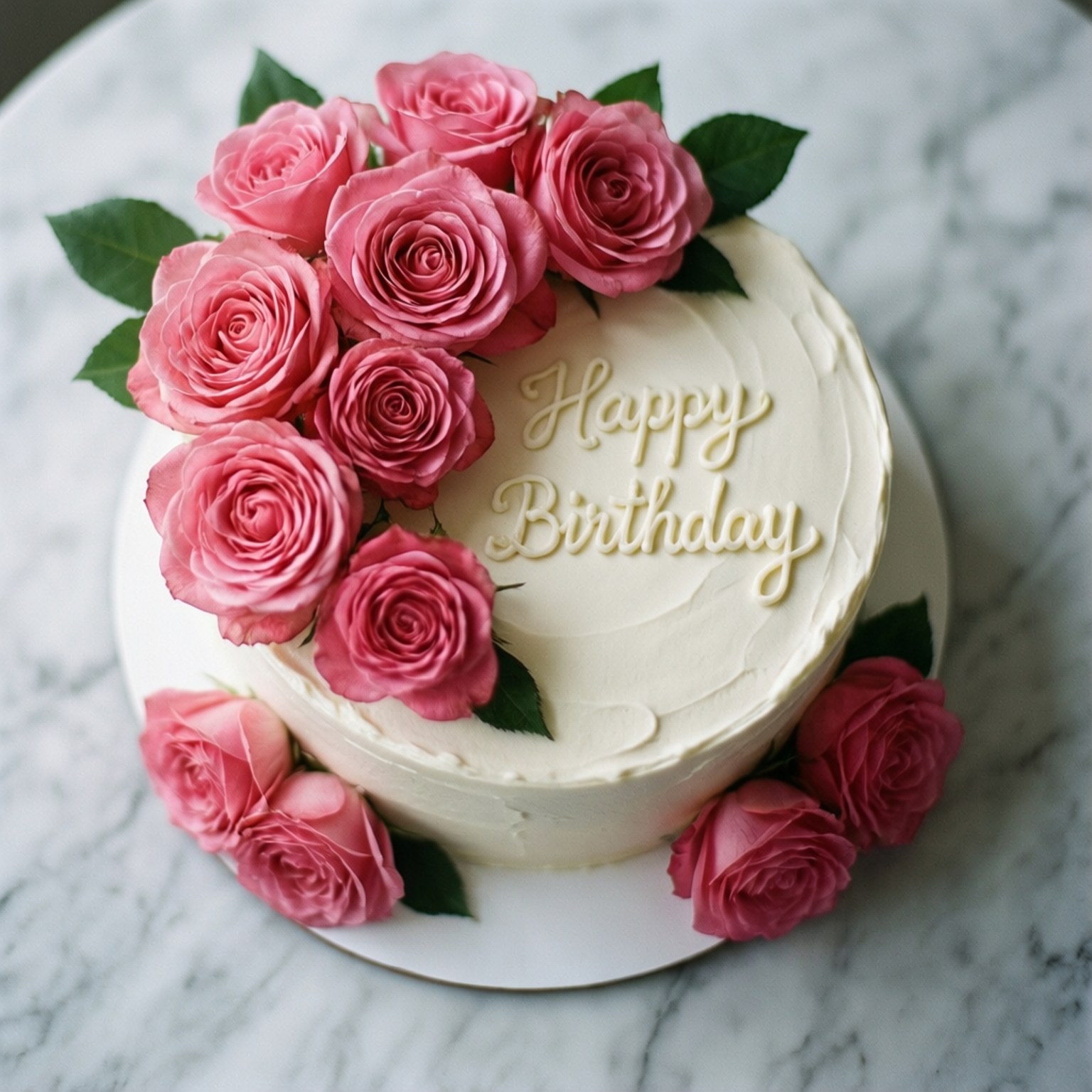 rose cake birthday, white frosted birthday cake, fresh pink roses, HD Desktop Wallpaper