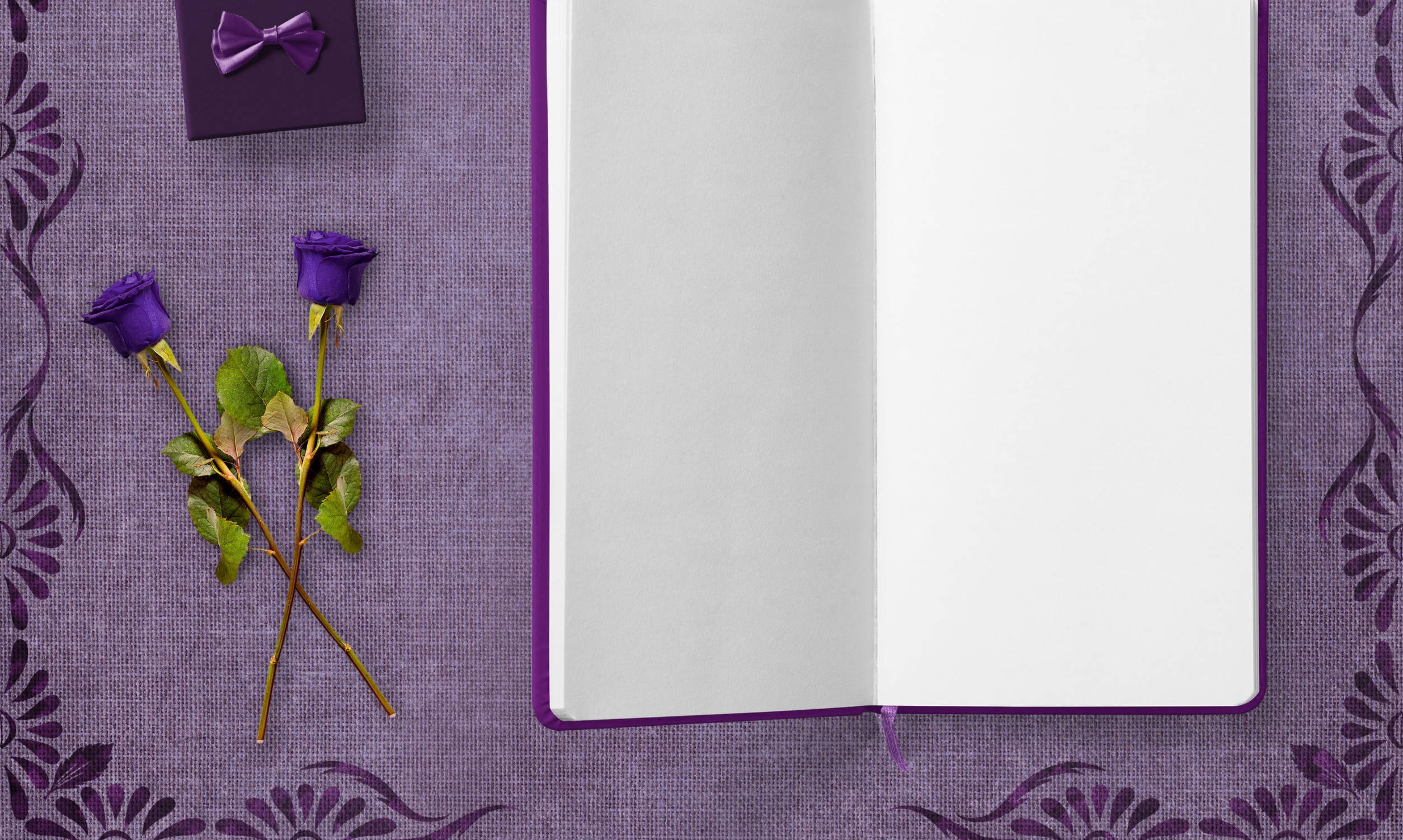 happy birthday flowers, notebook, purple floral fabric, Full HD Desktop Wallpaper