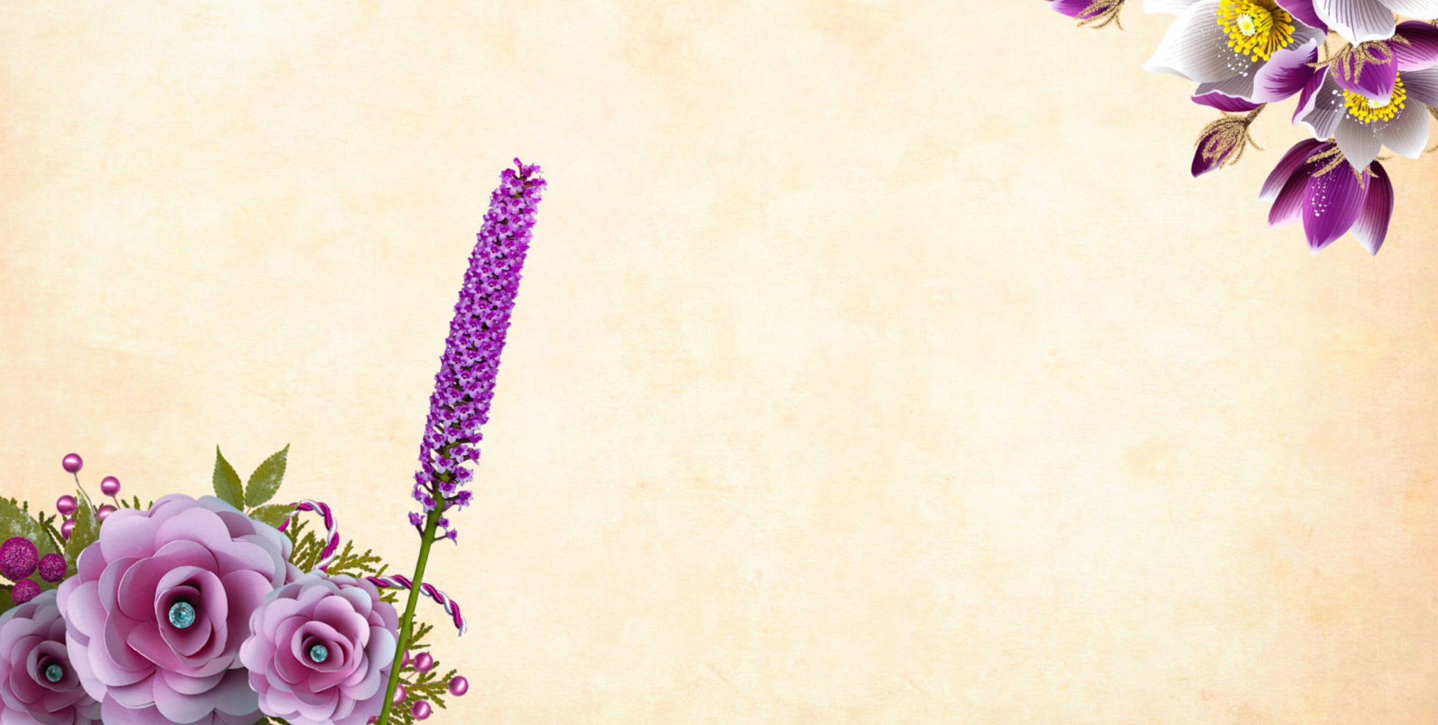 Digital Happy Birthday Flowers, purple flowers, blossoms, Full HD Desktop Wallpaper