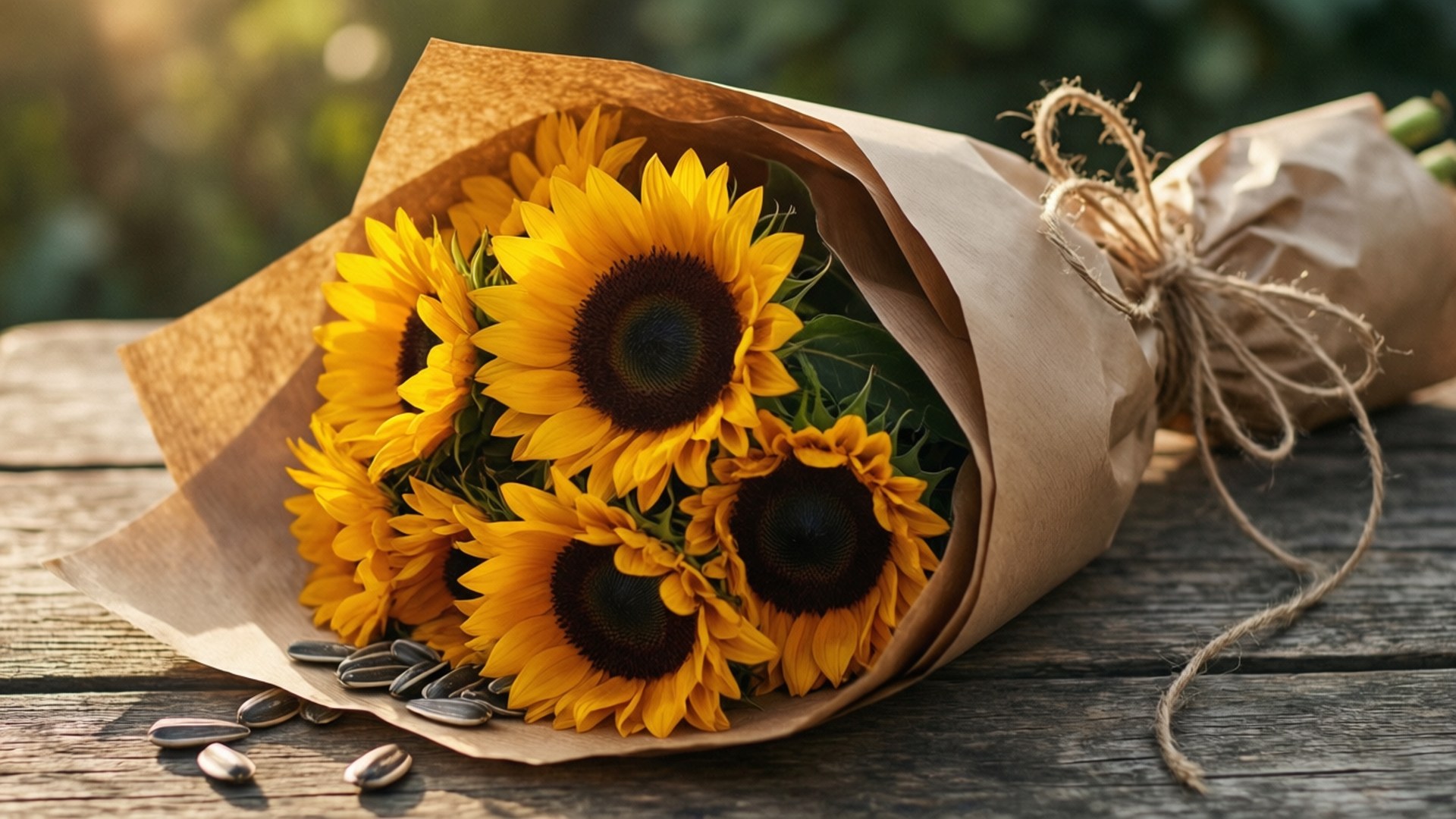 rustic sunflower wrap, sunflowers, brown paper, Full HD Desktop Wallpaper