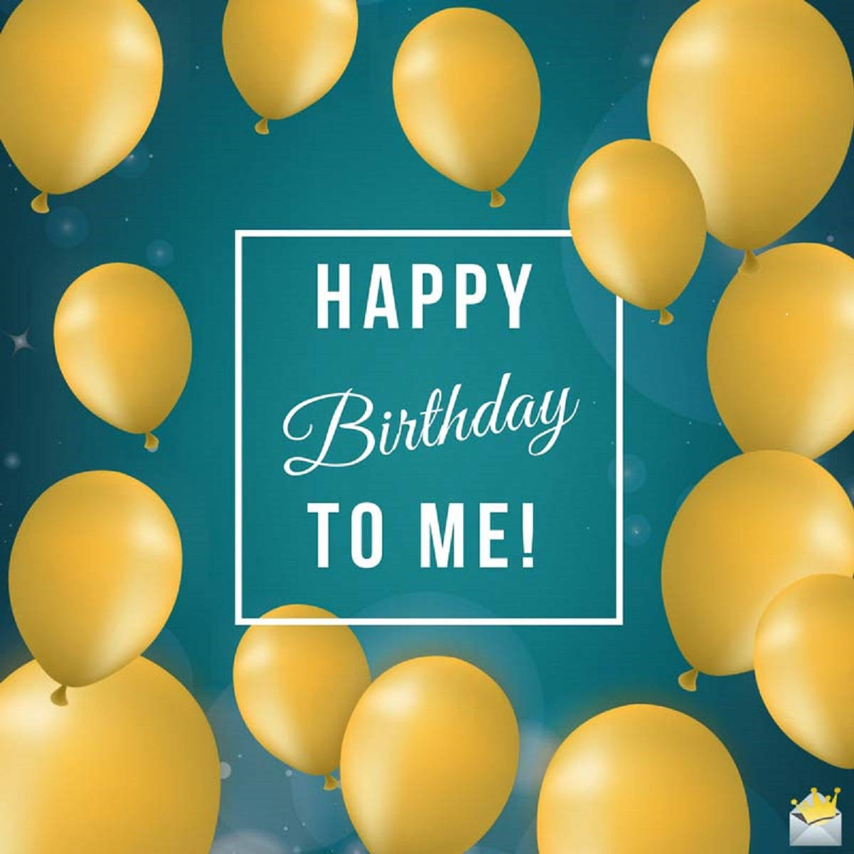 Happy Birthday To Me, yellow balloons, teal background, SD Desktop Wallpaper