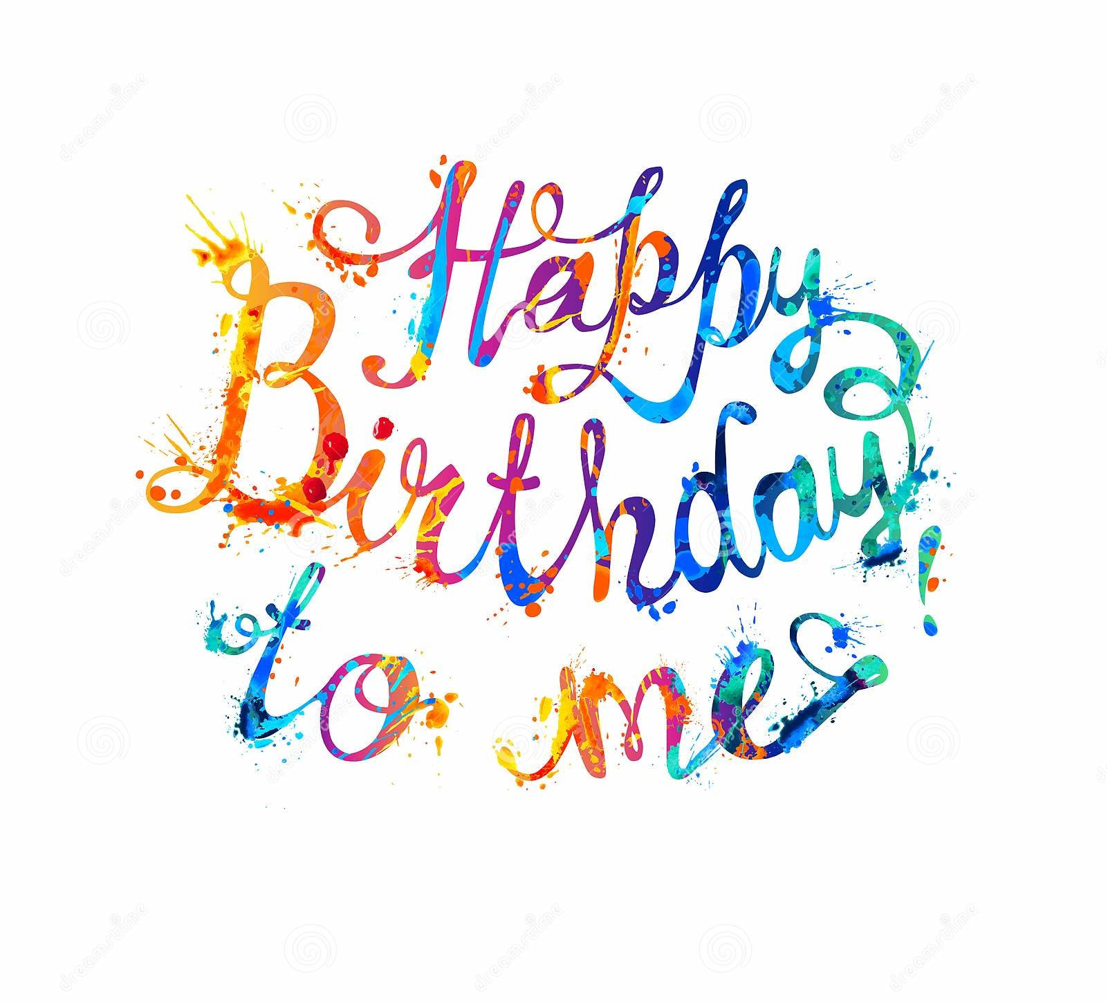 Happy Birthday to me, vibrant colorful splatter lettering, dynamic brush strokes, HD Desktop Wallpaper