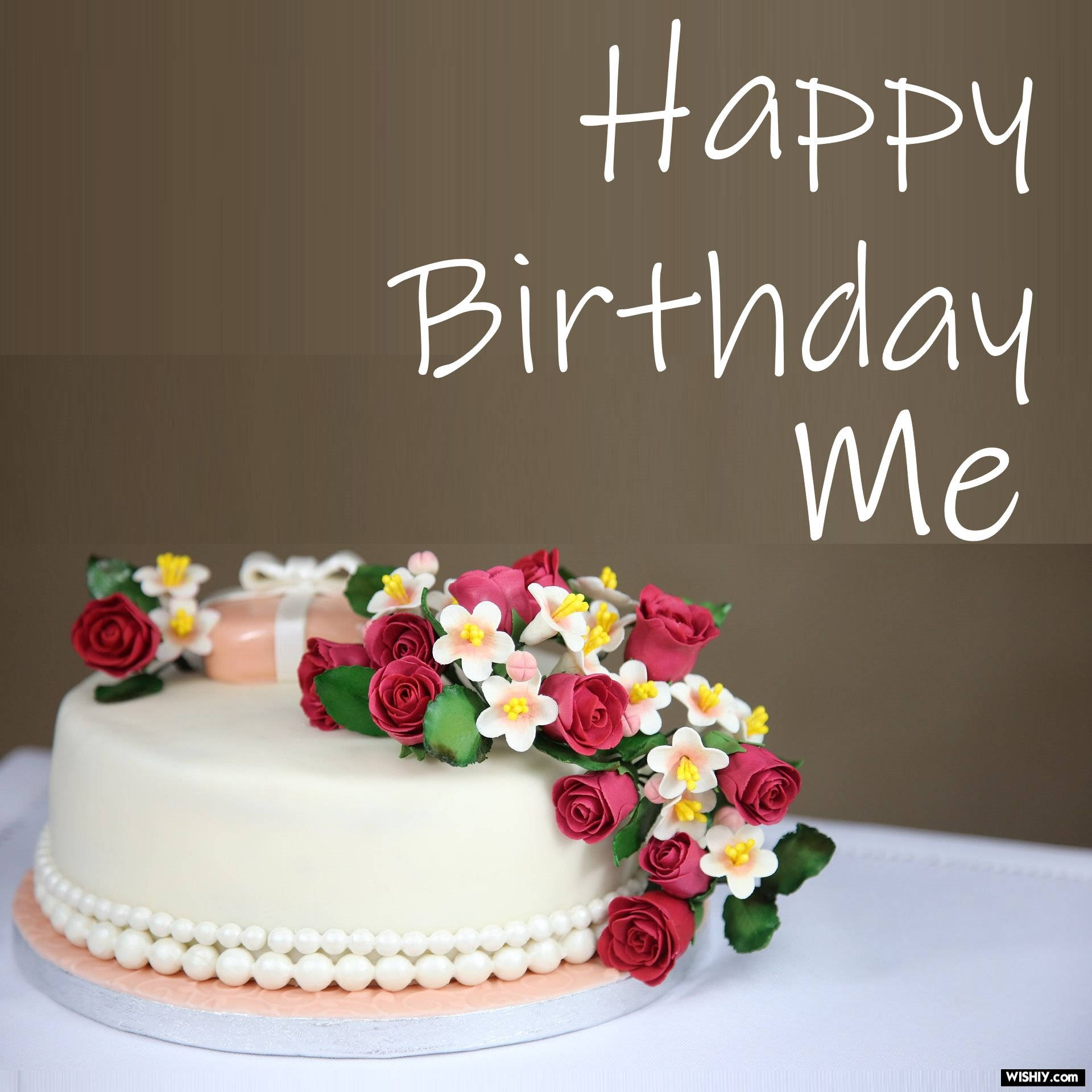 Happy Birthday To Me, floral cake, white birthday cake, Full HD Desktop Wallpaper