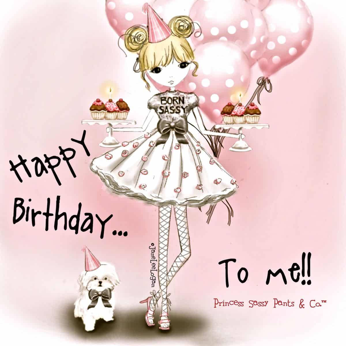 Pink Girl, white dress, party hat, SD Desktop Wallpaper