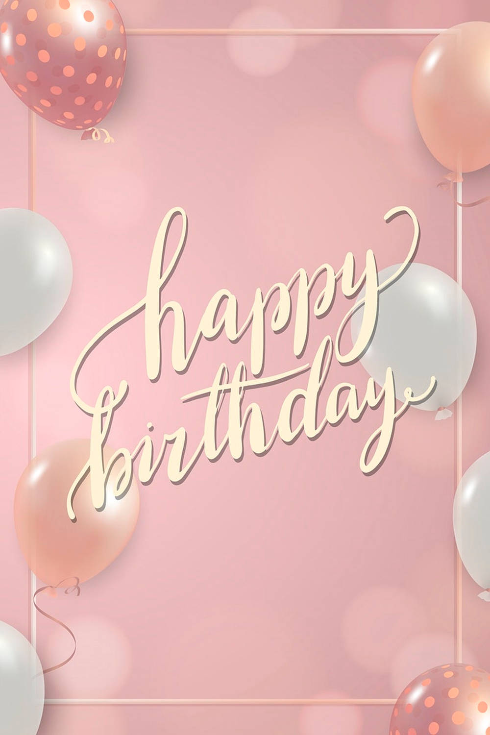 gold cursive, pastel balloons, soft pink background, HD Phone Wallpaper