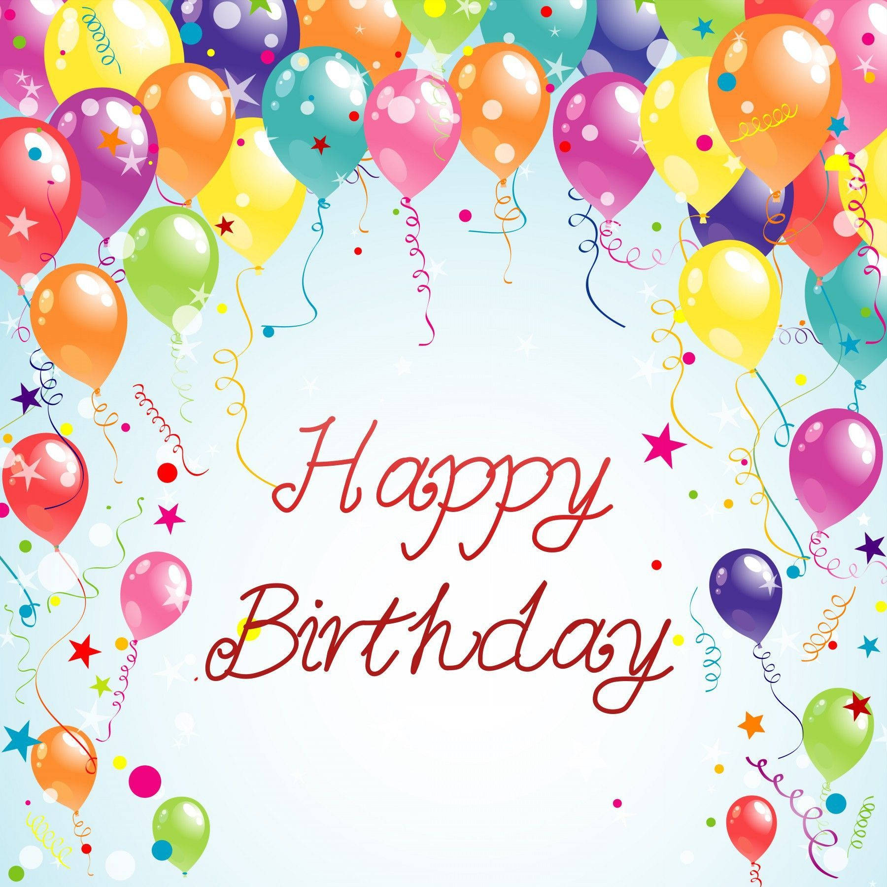 Happy Birthday, colorful balloons, confetti, HD Desktop Wallpaper
