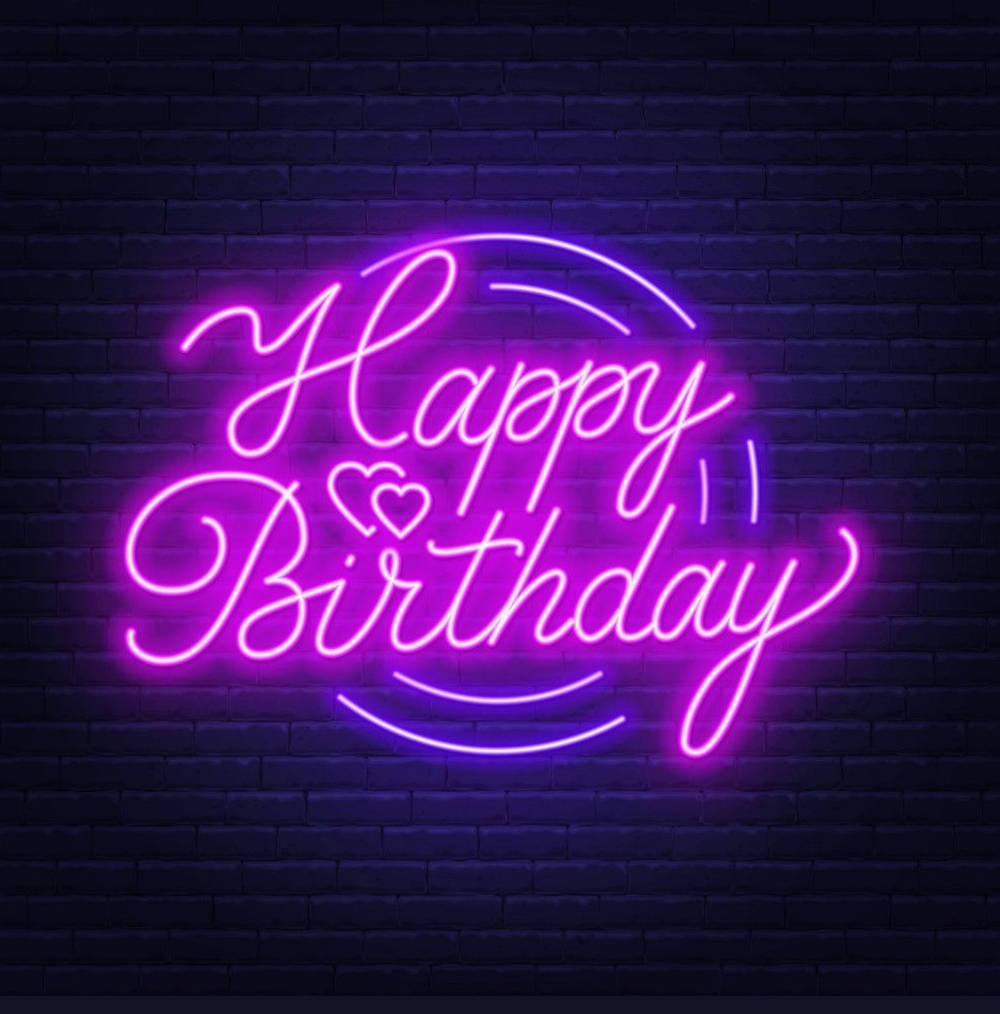 neon sign, Happy Birthday, purple, SD Phone Wallpaper