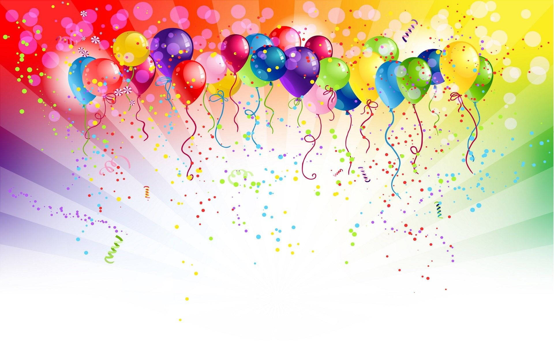 Happy Birthday, animated balloons, rainbow balloons, Full HD Desktop Wallpaper