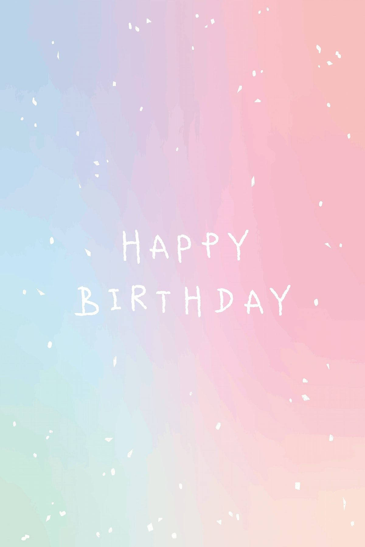 pastel gradient, white confetti, handwritten happy birthday text, HD Phone Wallpaper
