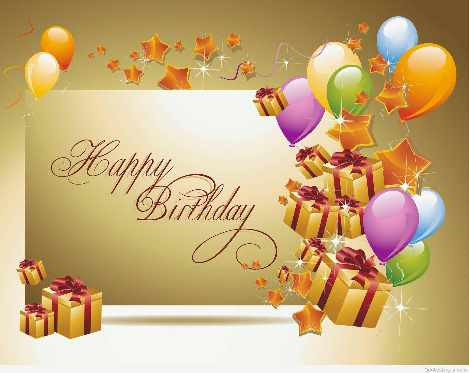 Happy Birthday, gold, colorful balloons, HD Desktop Wallpaper