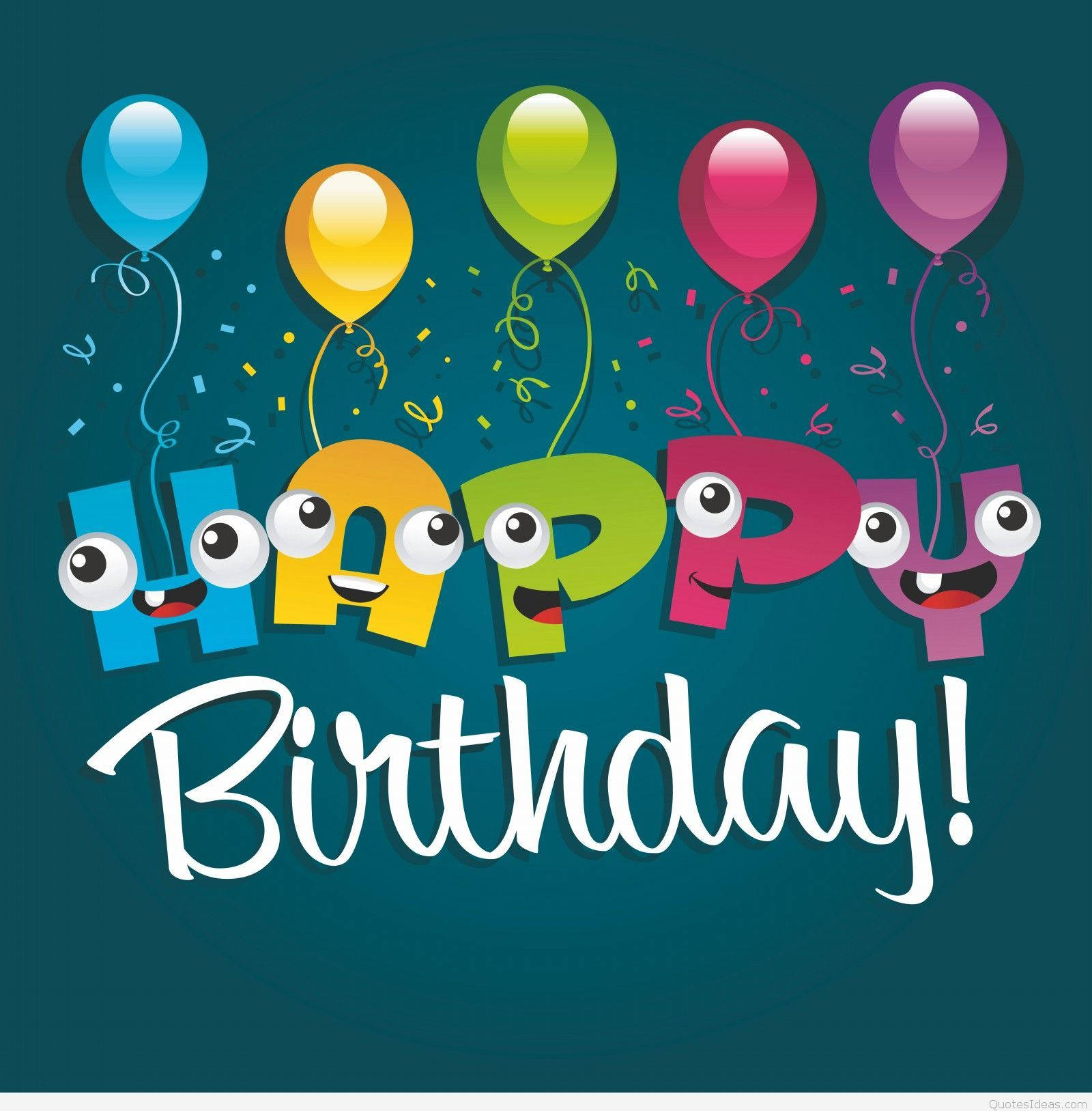 Happy Birthday, googly eyes, balloons, HD Phone Wallpaper