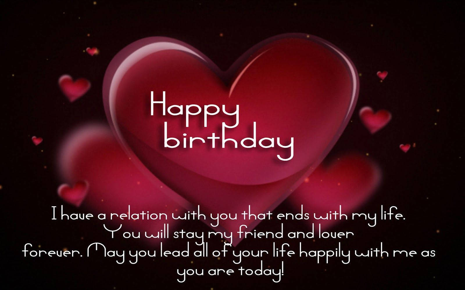 glossy red heart, Happy Birthday, dark background, HD Desktop Wallpaper