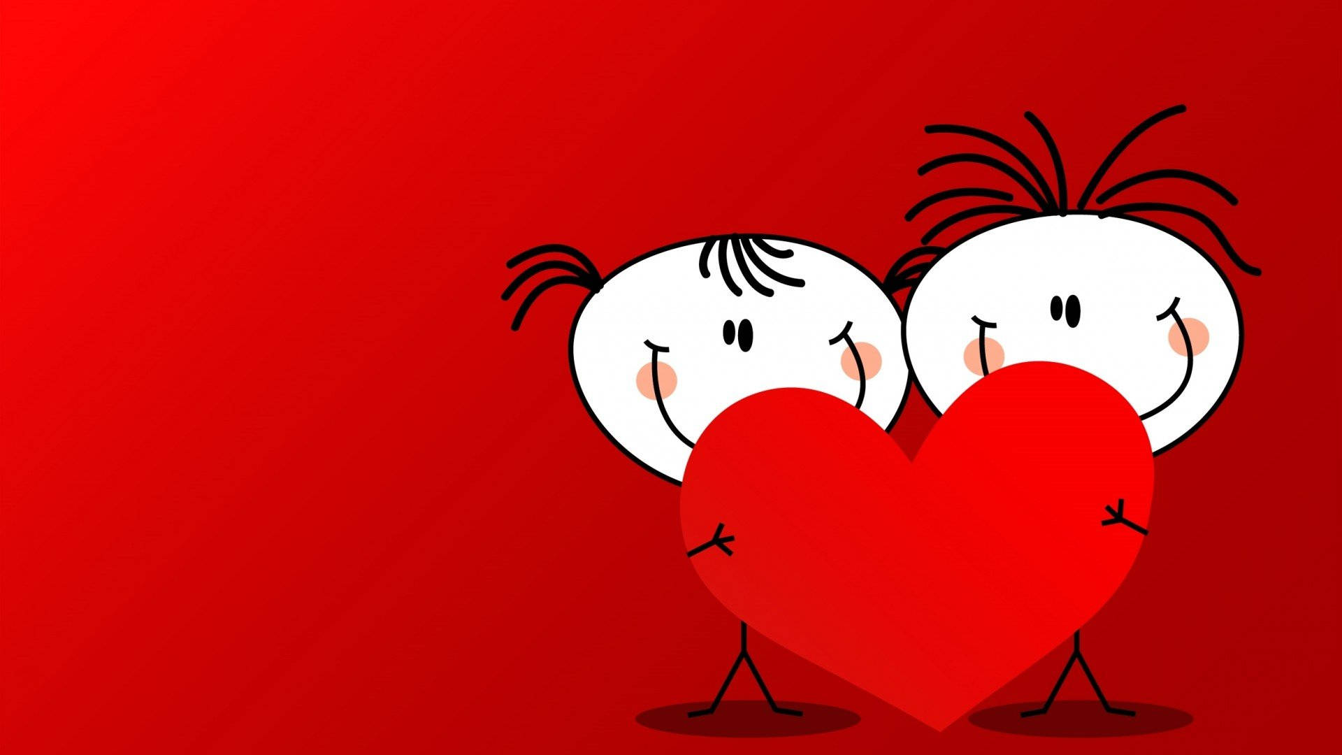 Heart Couple Smile, spiky hair, red heart, Full HD Desktop Wallpaper