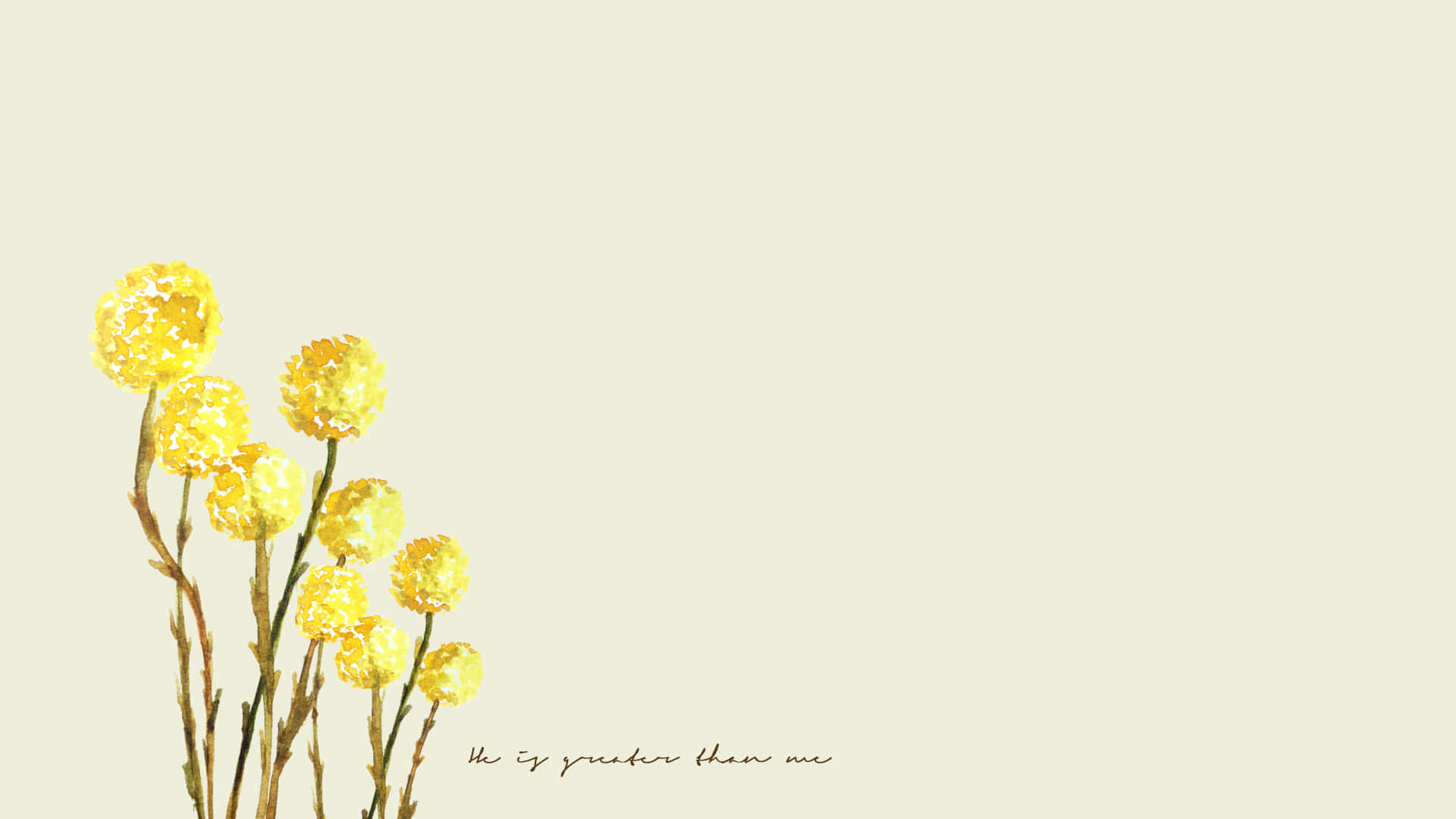 yellow flowers, watercolor painting, pale cream background, Full HD Desktop Wallpaper
