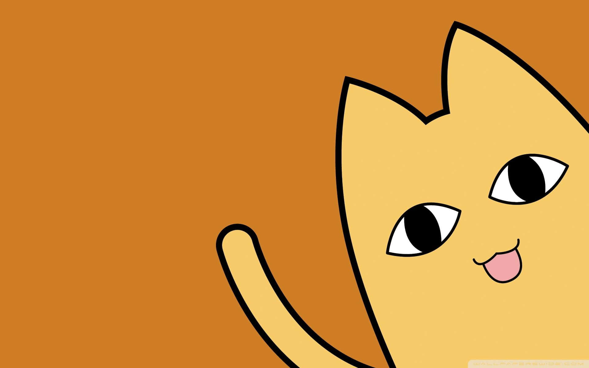 Happy Desktop, cartoon cat, pink tongue, Full HD Desktop Wallpaper