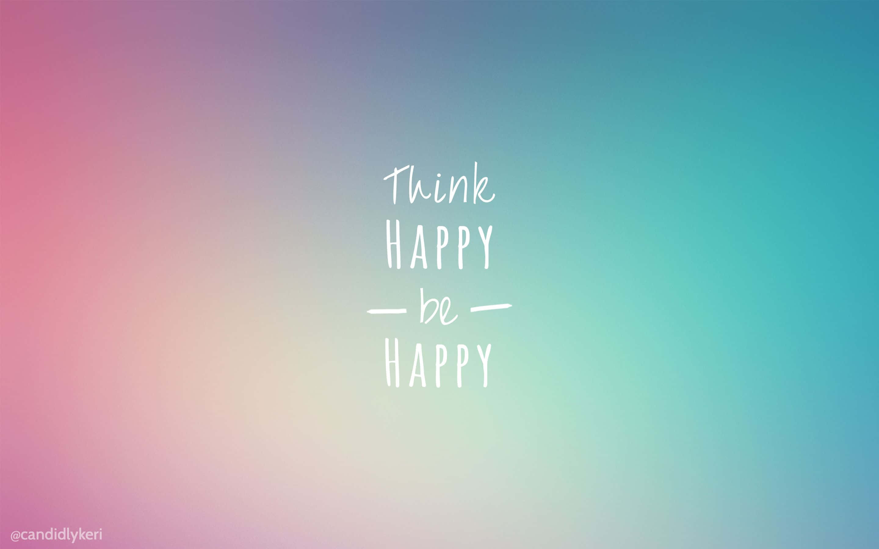 Happy Desktop, soft pink to teal hues, handwritten phrase, 2K Desktop Wallpaper