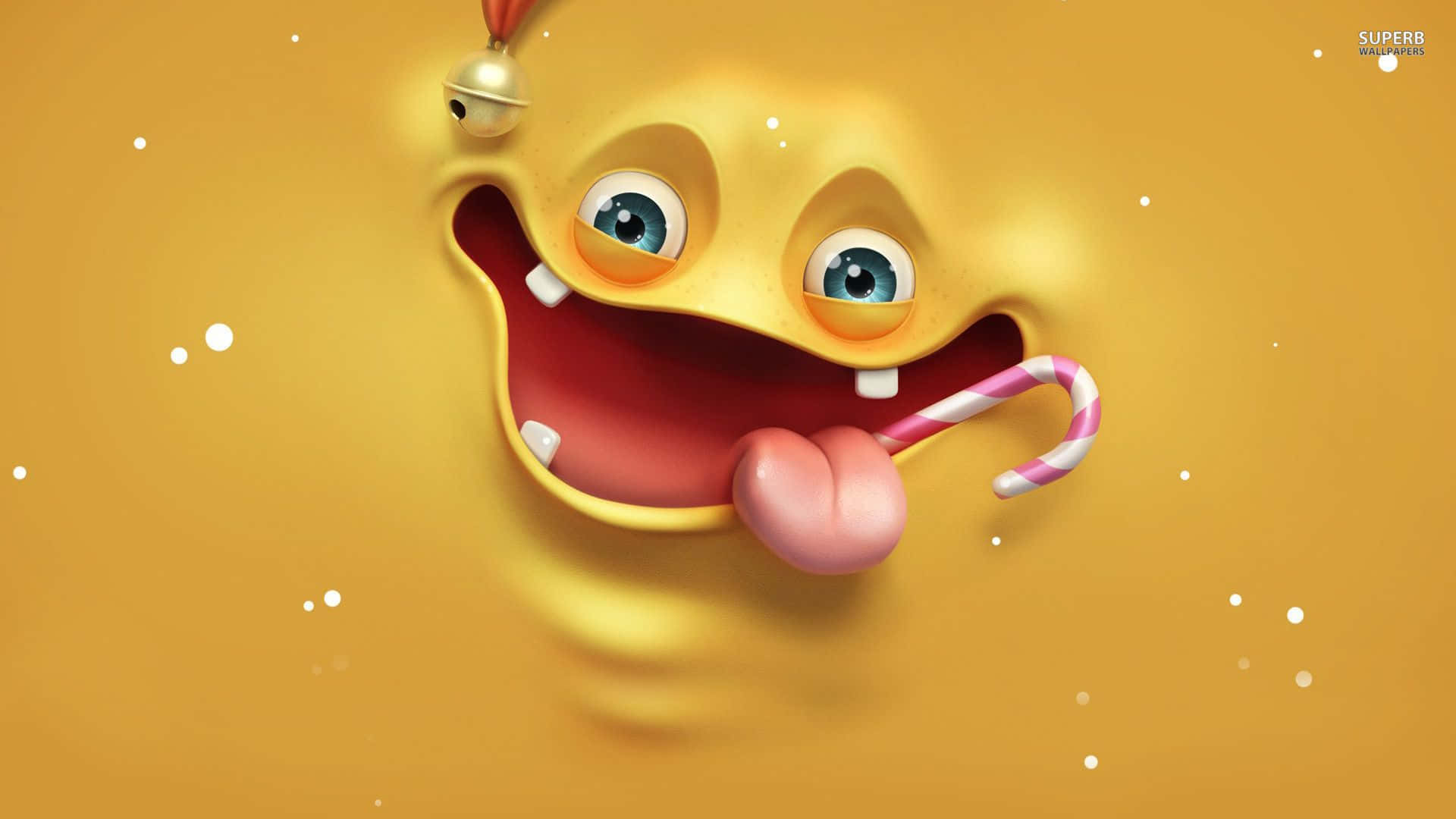 Happy Desktop, cheerful yellow cartoon creature, blue eyes, Full HD Desktop Wallpaper