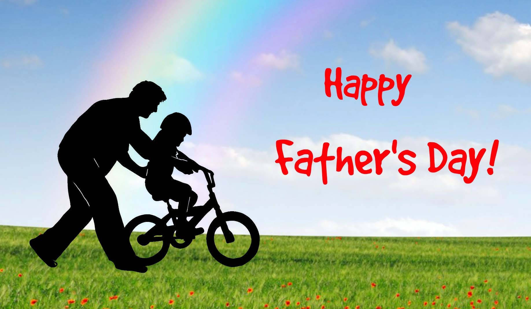 father, child, bicycle, HD Desktop Wallpaper