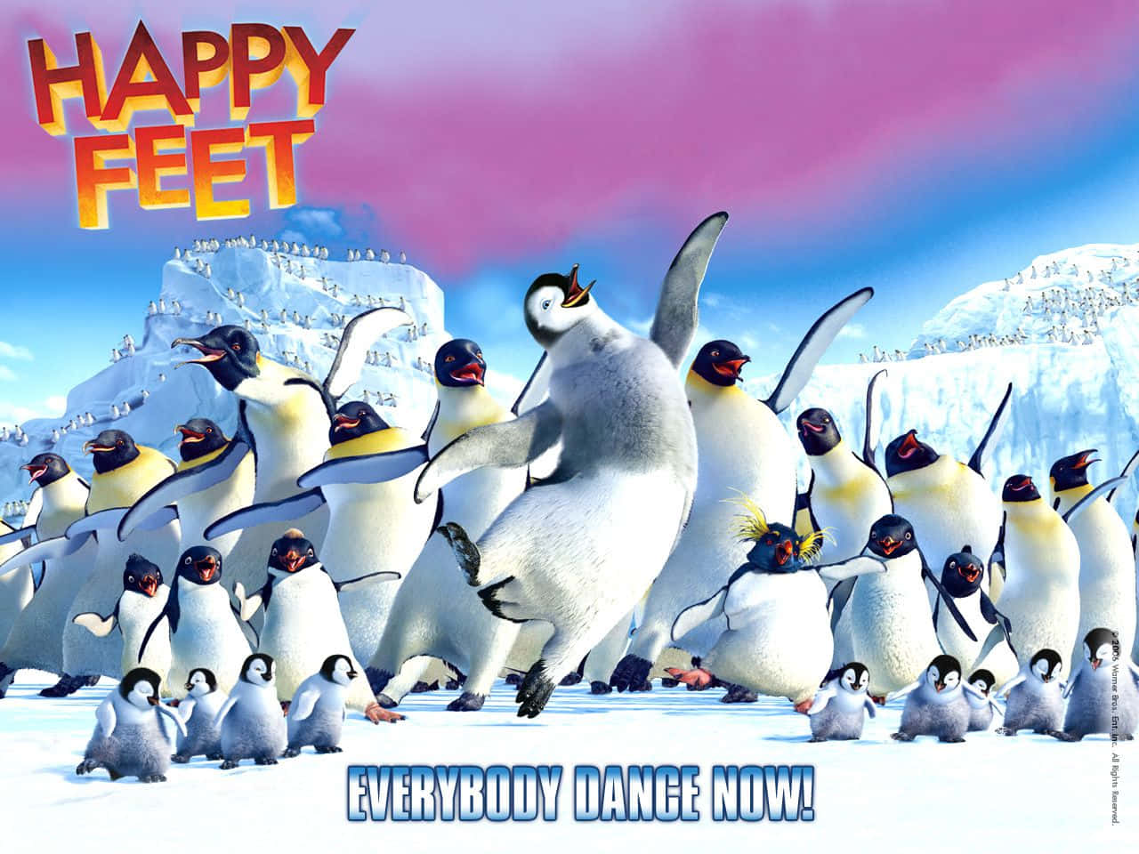 Happy Feet Two, penguin, snowy Antarctic terrain, HD Desktop Wallpaper