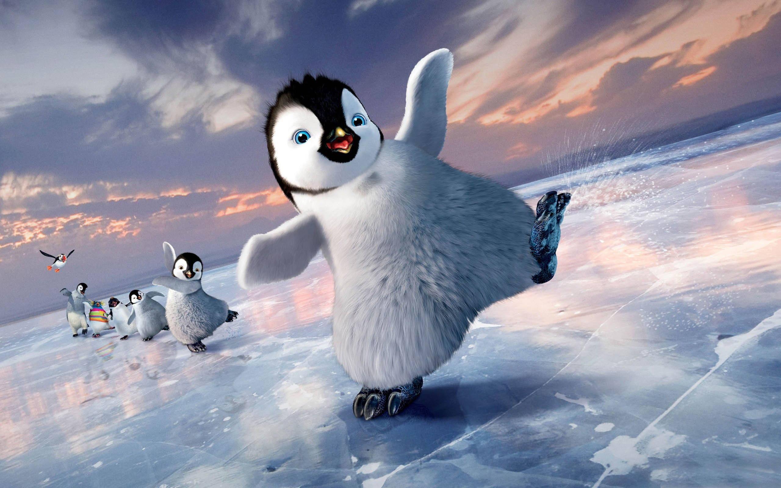 Happy Feet Two, penguin chick, icy terrain, 2K Desktop Wallpaper