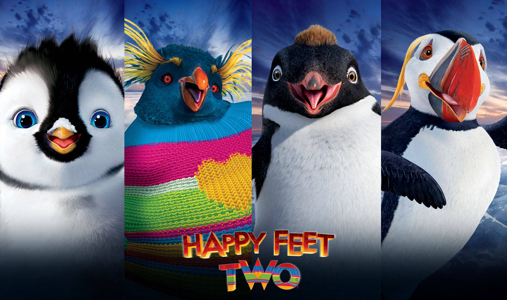 Happy Feet Two, penguins, colorful bird, Full HD Desktop Wallpaper
