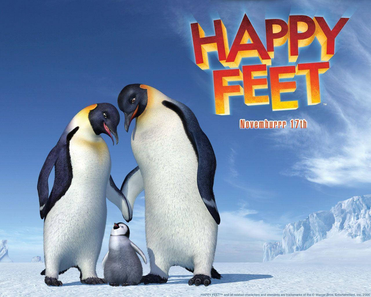 Happy Feet, penguins, snowy ground, HD Desktop Wallpaper