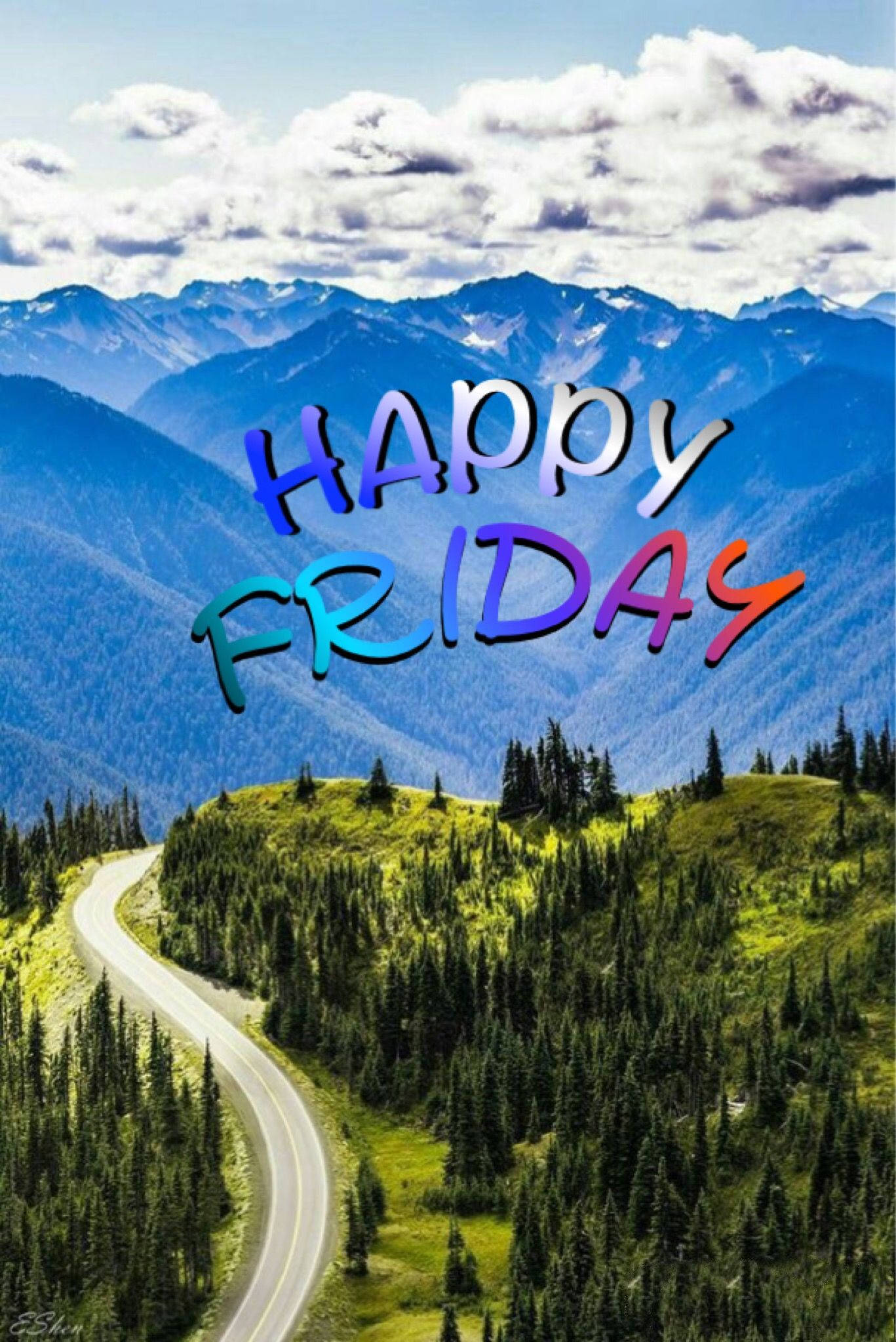 Happy Friday, winding mountain road, lush green forests, Full HD Phone Wallpaper