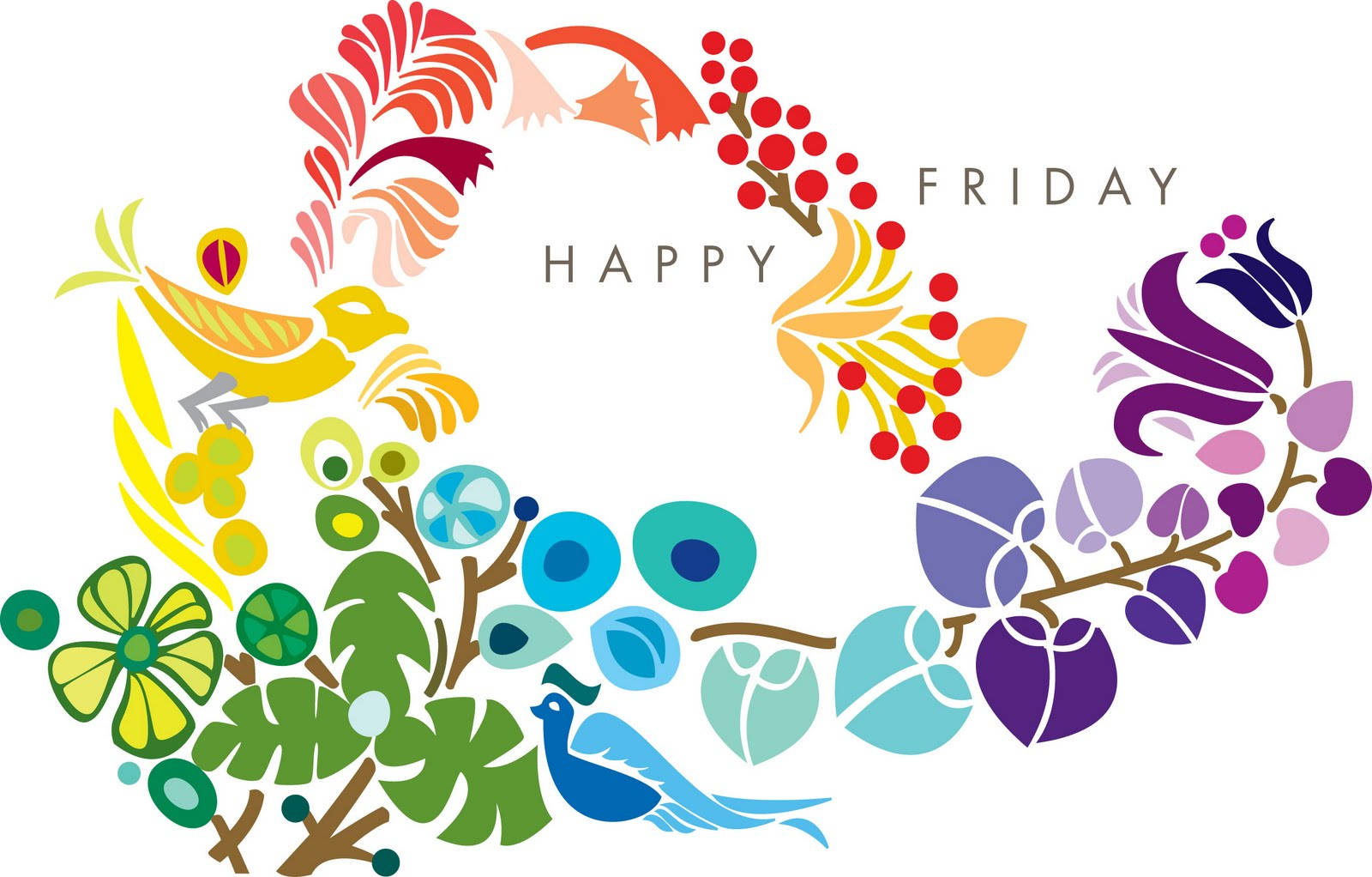 Happy Friday, floral vector art, vibrant circular wreath, HD Desktop Wallpaper