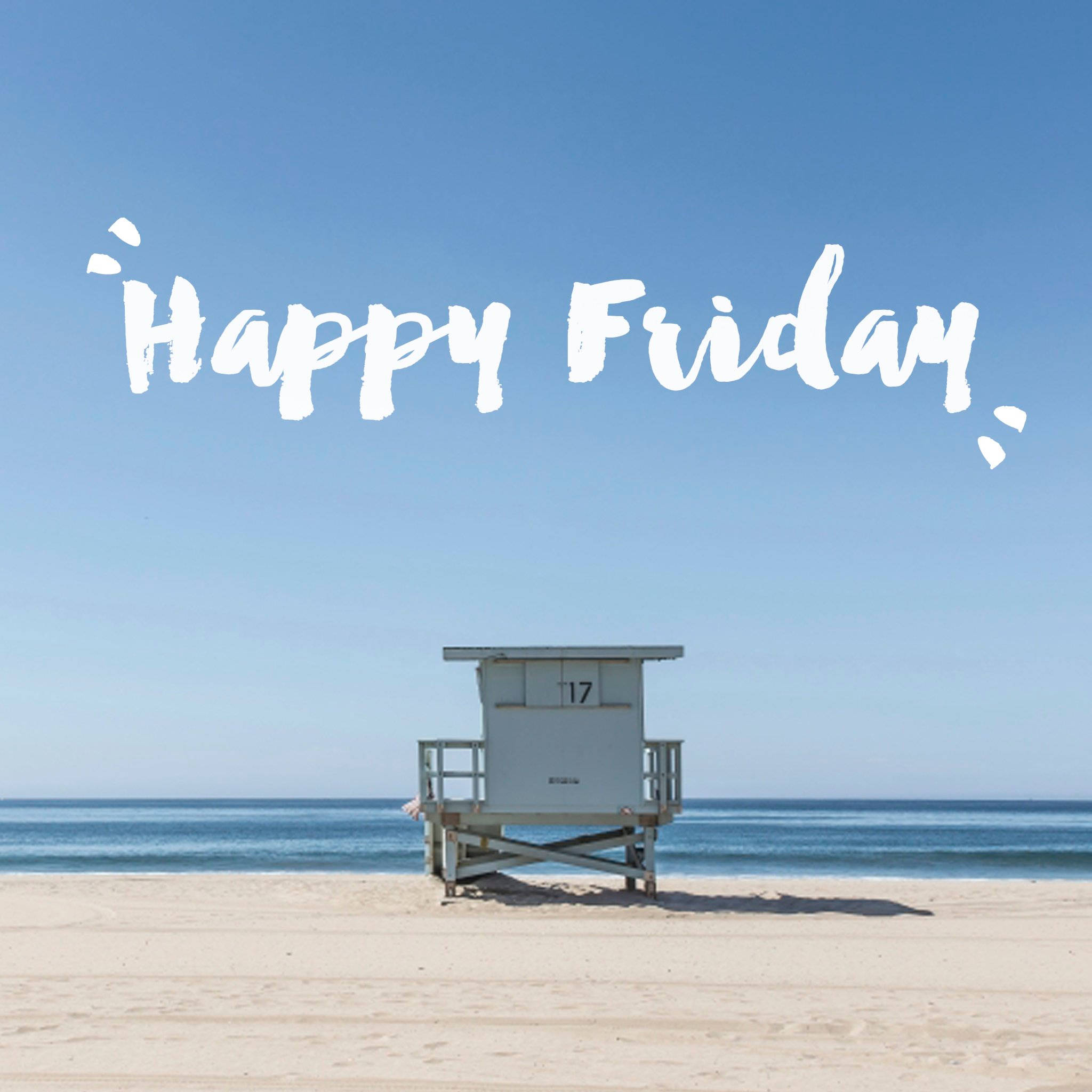 Happy Friday, white lifeguard tower, sandy beach, Full HD Desktop Wallpaper