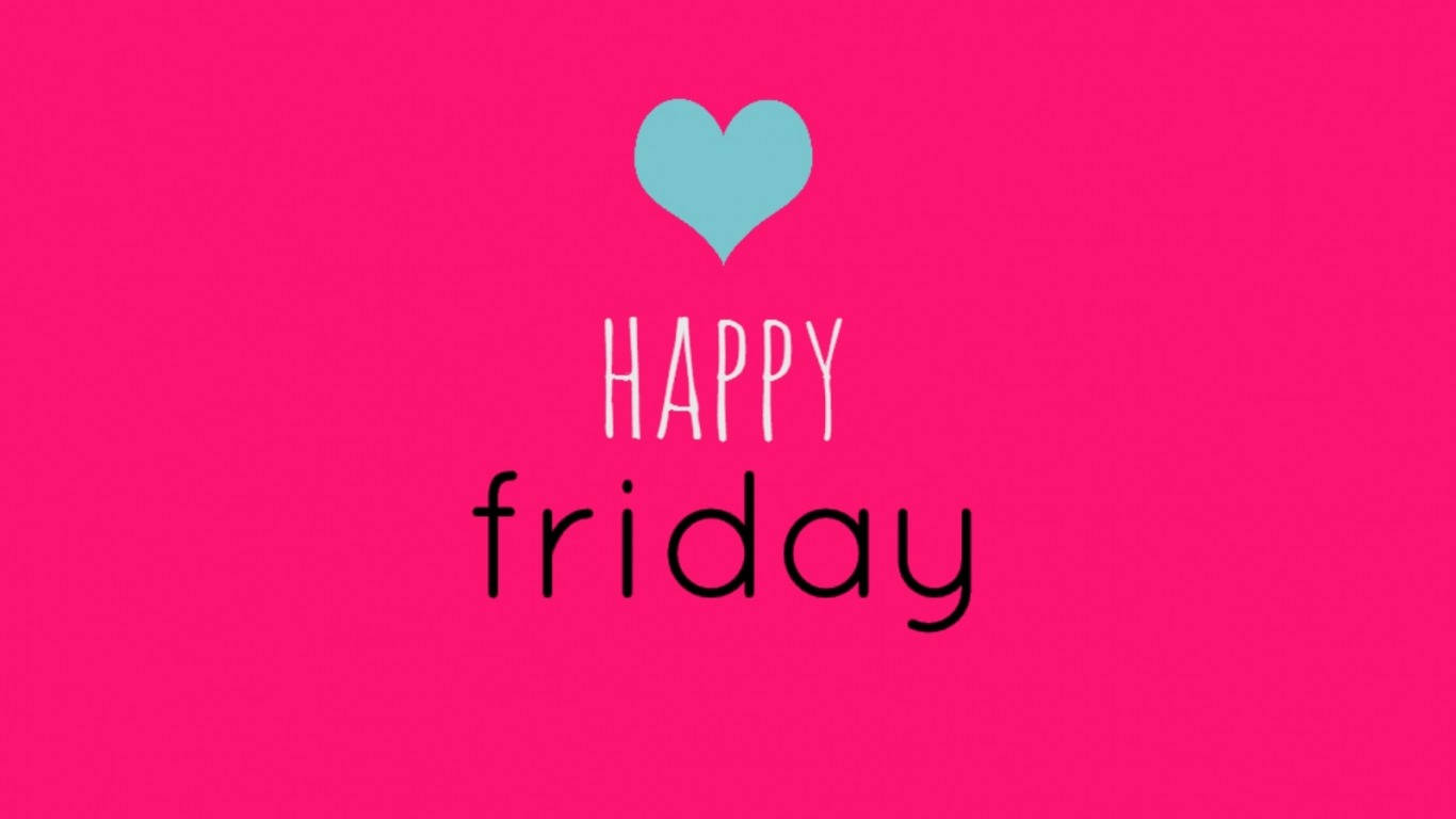 Happy Friday, pink, light blue heart, HD Desktop Wallpaper