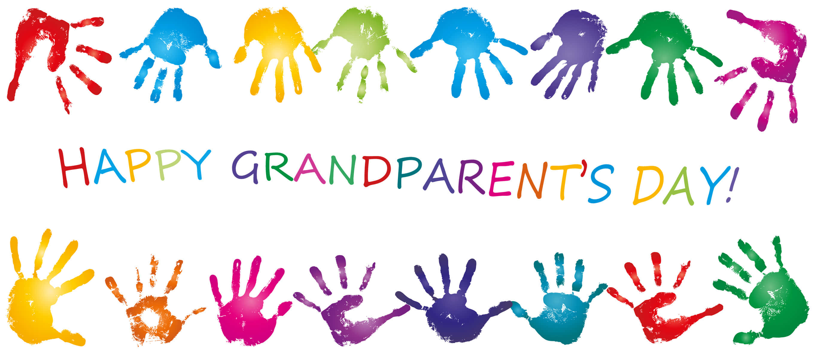 HAPPY GRANDPARENT'S DAY!, rainbow hues, white background, 2K Desktop Wallpaper