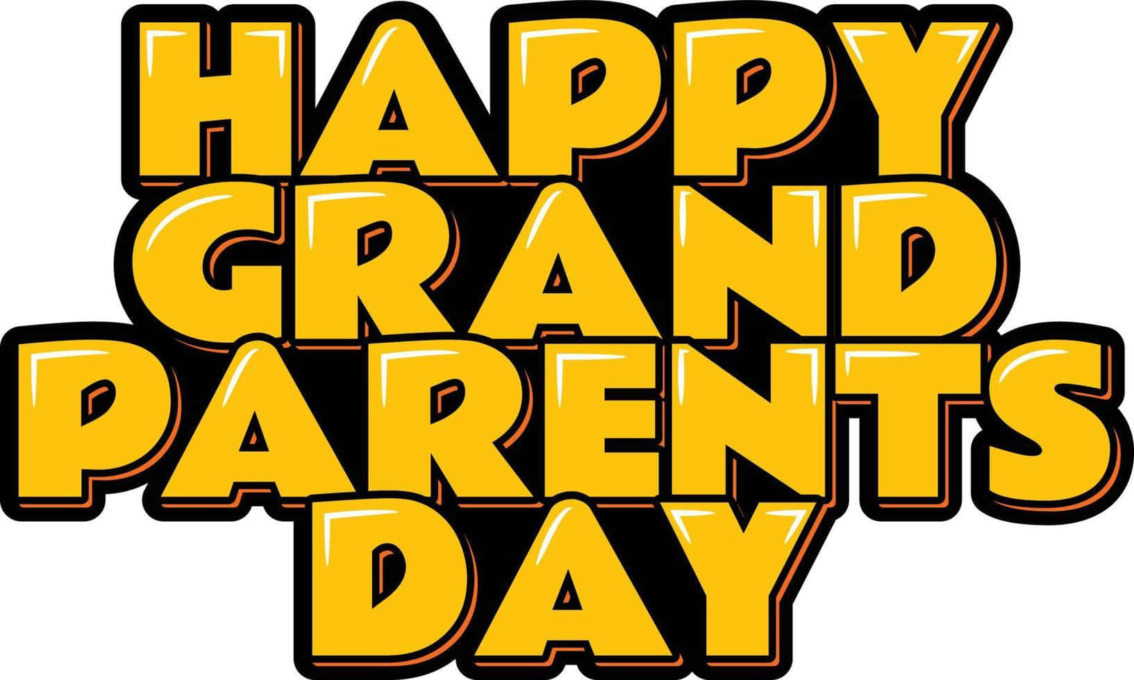 Happy Grandparents Day, bold yellow 3D text, black outlines, HD Desktop Wallpaper