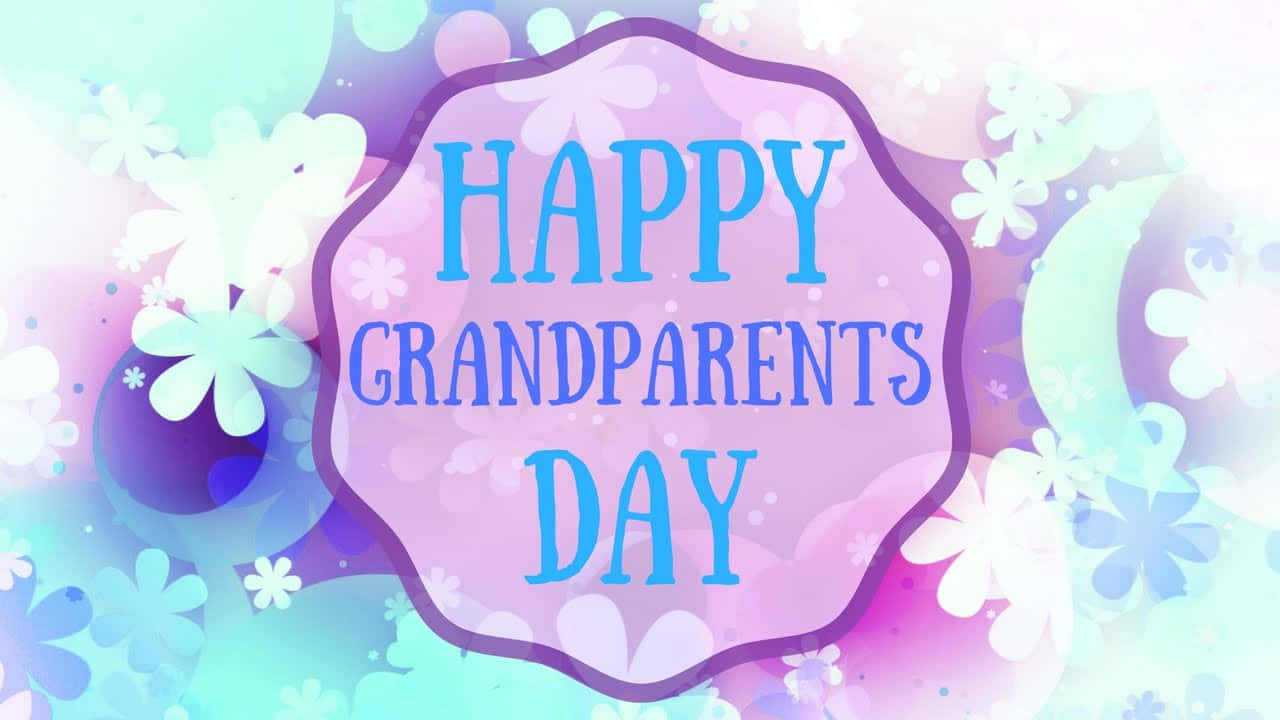 Grandparents Day, pastel floral background, purple badge, HD Desktop Wallpaper
