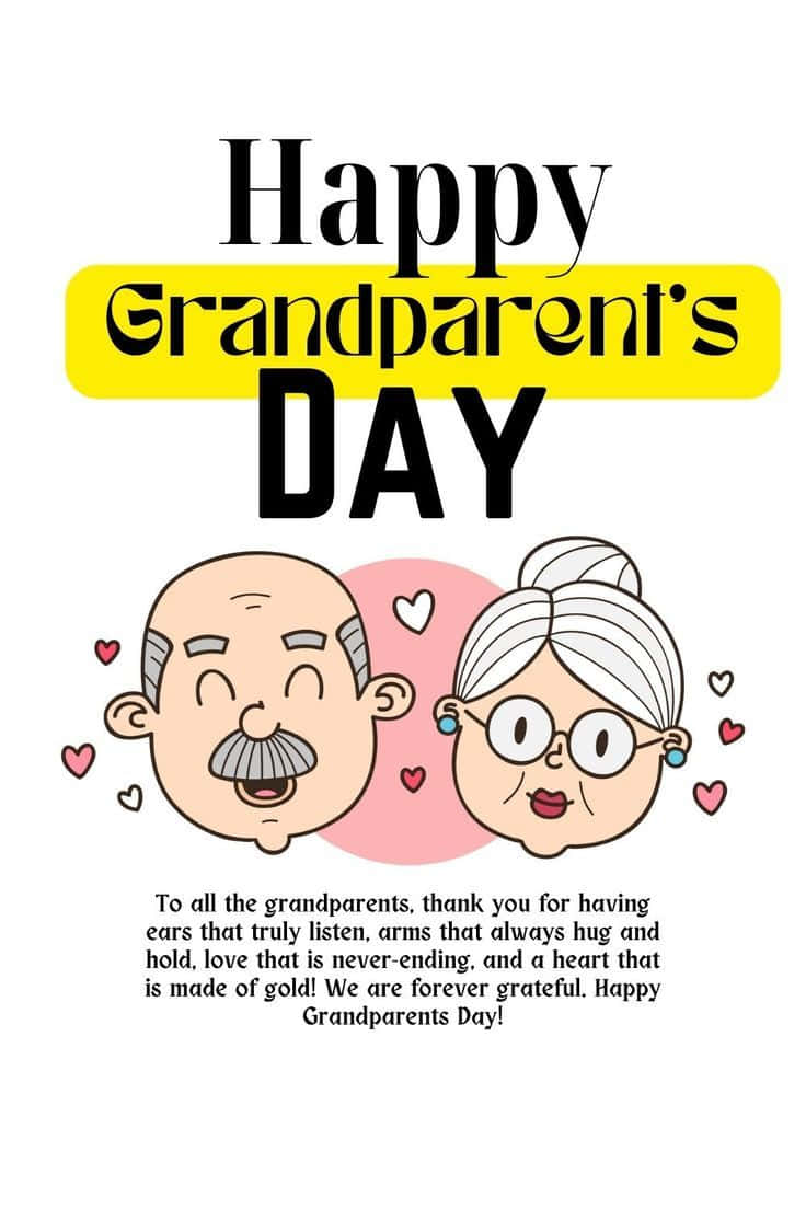 Happy Grandparents Day, elderly couple, hearts, SD Phone Wallpaper