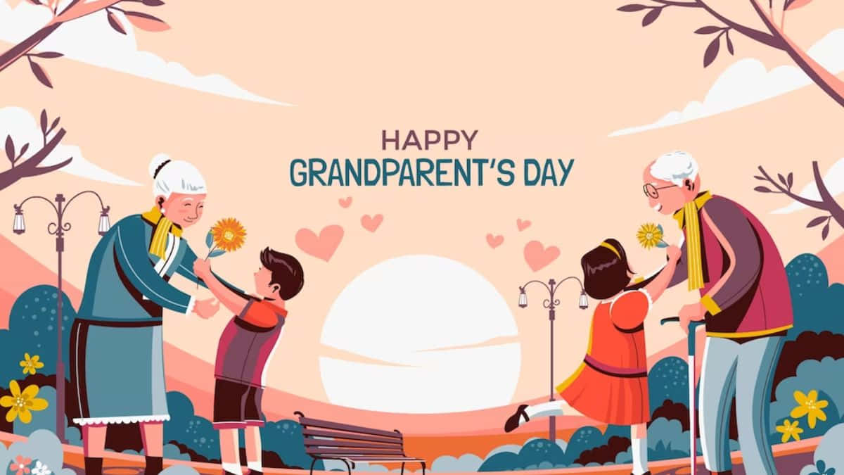 Happy Grandparents Day, sunflowers, park, SD Desktop Wallpaper