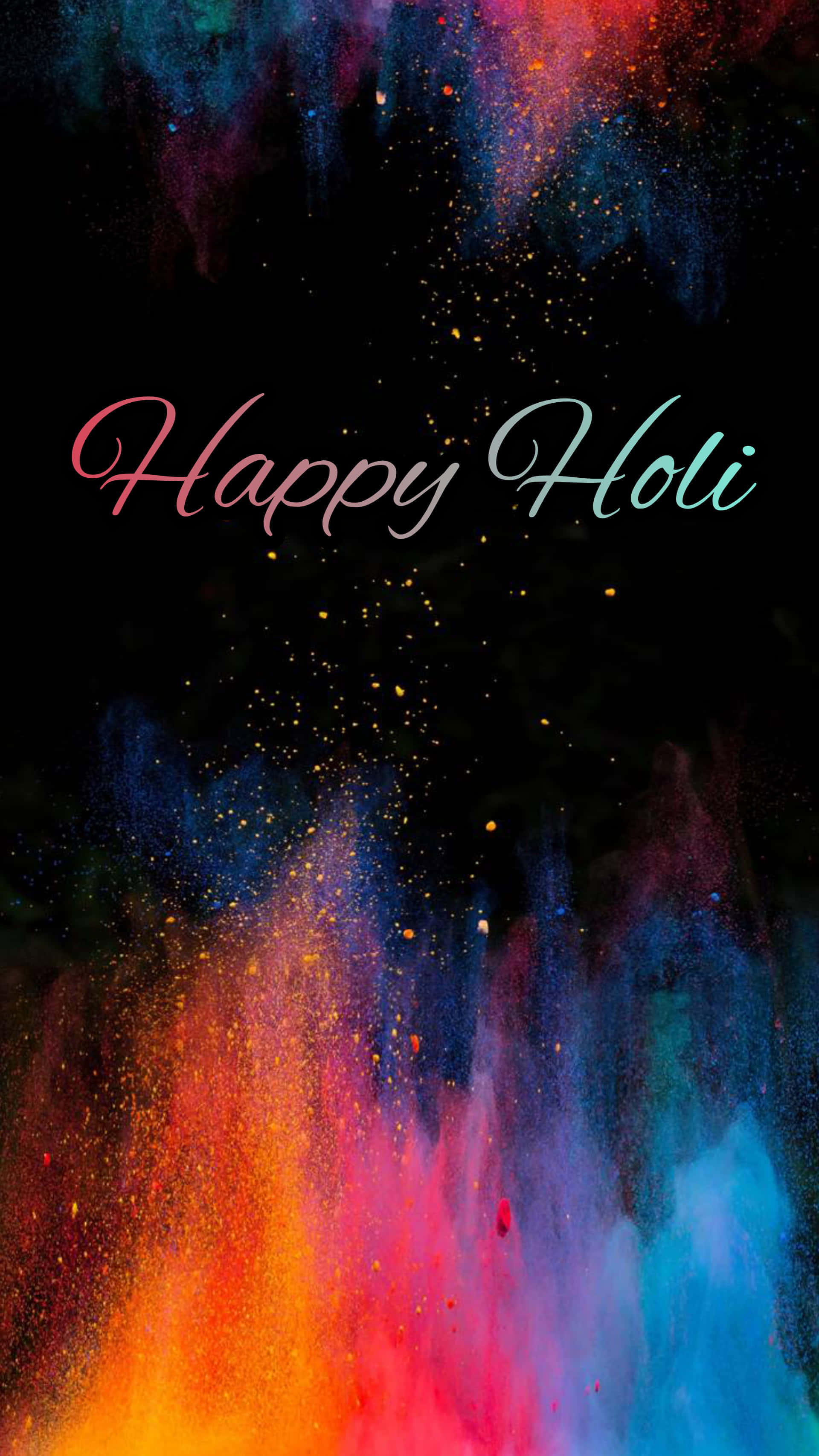 Happy Holi, Holi, black background, 2K Phone Wallpaper