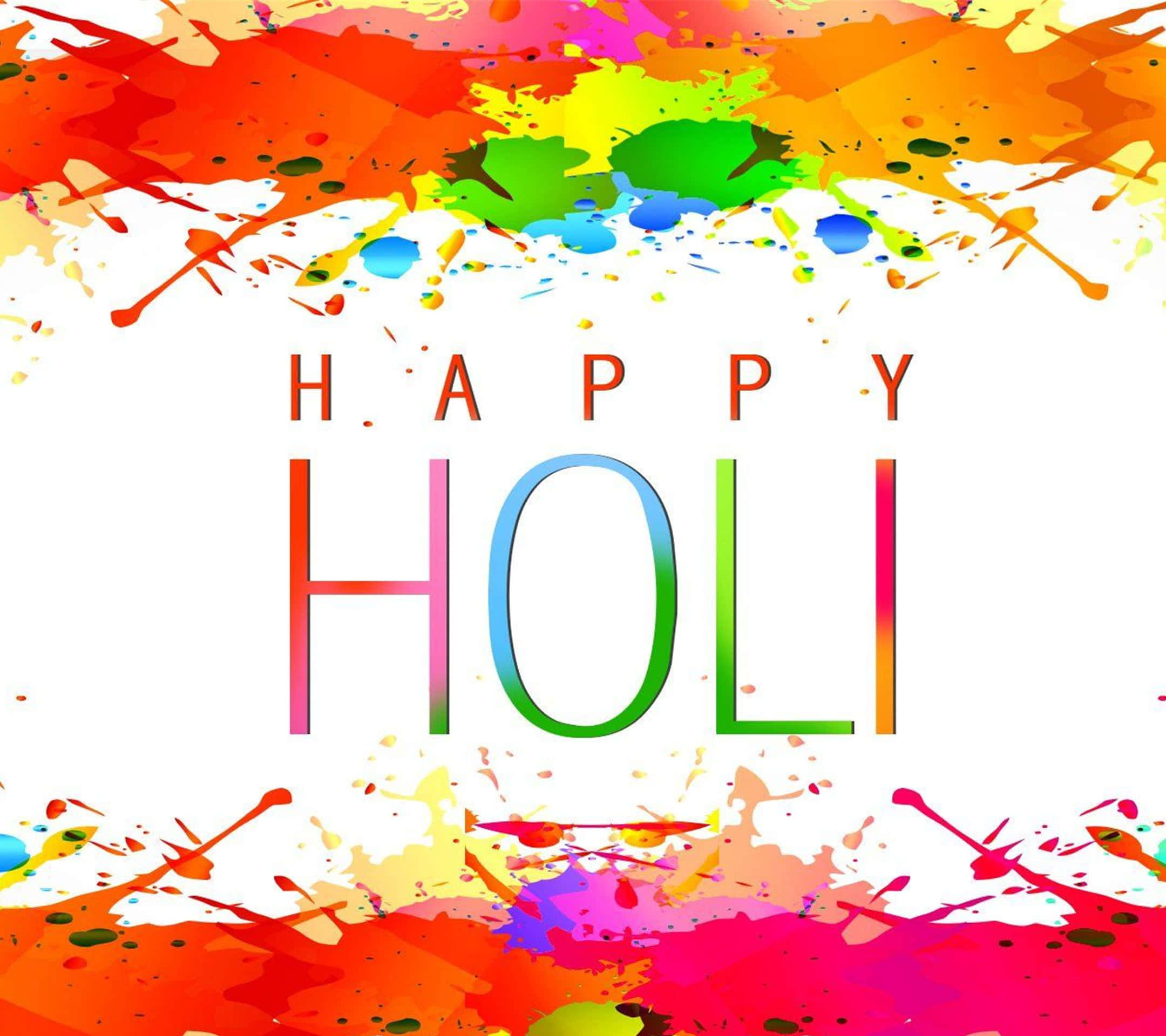 HAPPY HOLI, colorful text, vibrant paint splatters, Full HD Desktop Wallpaper