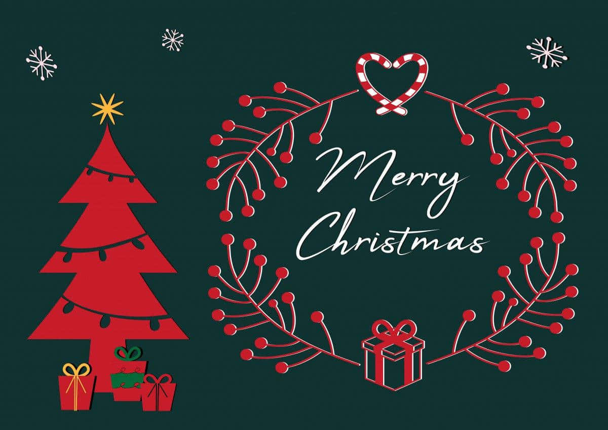 Happy Holidays Desktop, red Christmas tree, wreath, SD Desktop Wallpaper