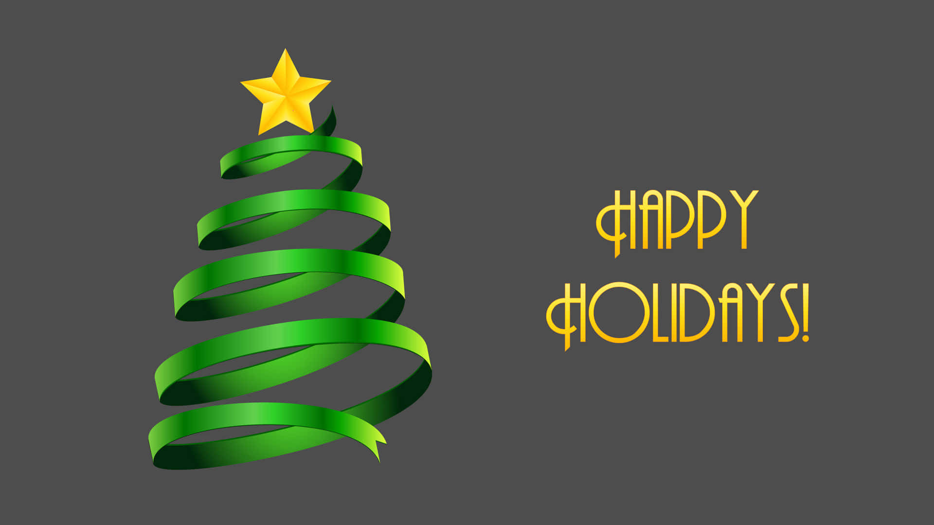 green ribbon, Christmas tree, golden star, Full HD Desktop Wallpaper
