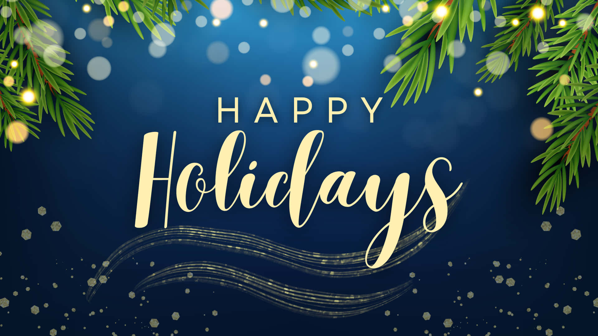 Happy Holidays, golden text, deep blue backdrop, Full HD Desktop Wallpaper