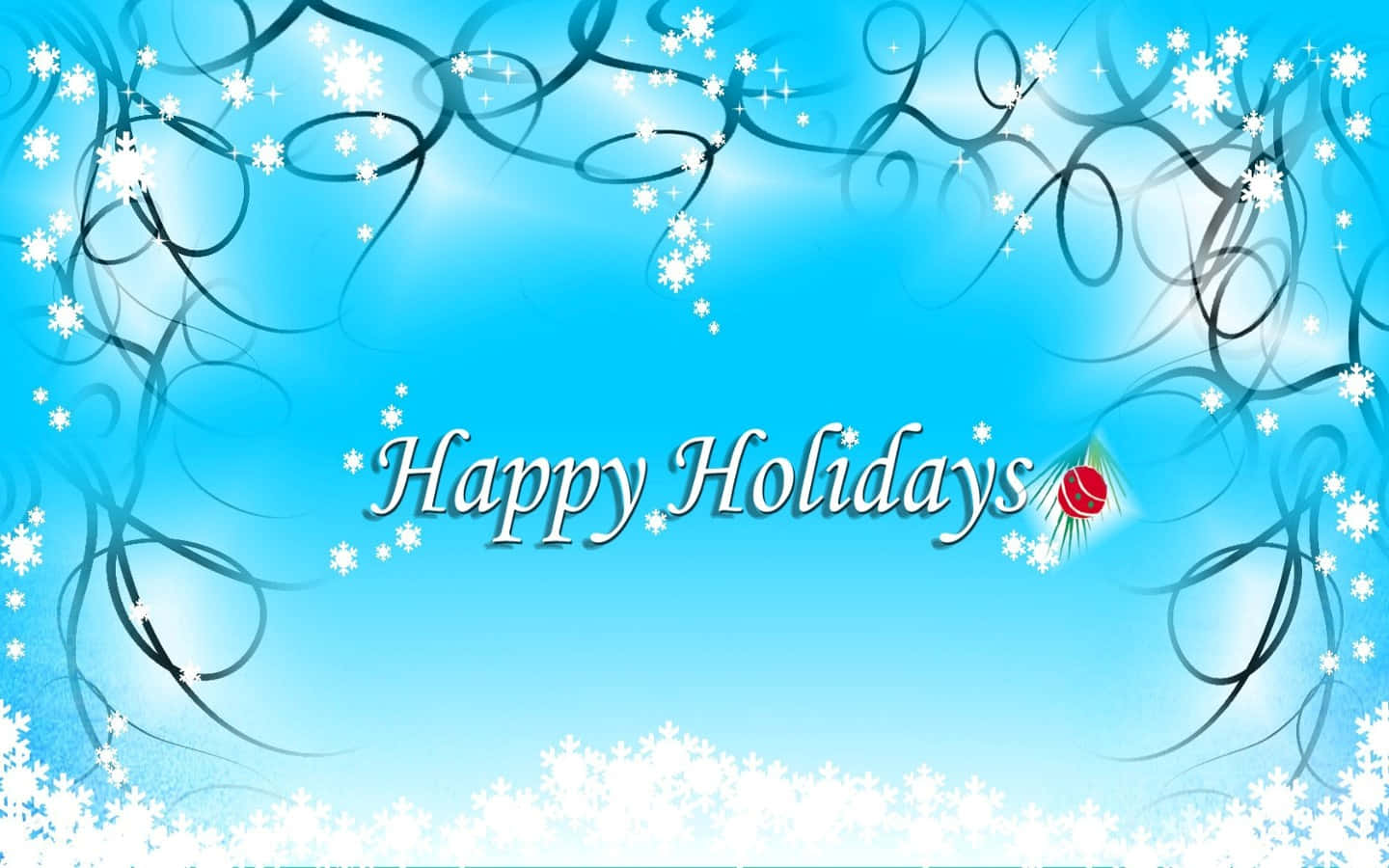 Happy Holidays, festive blue, swirling black vines, HD Desktop Wallpaper