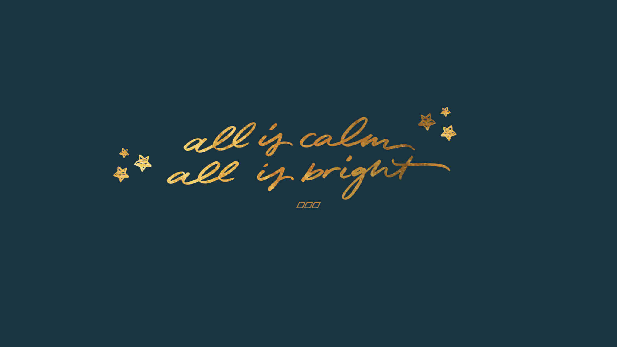 Happy Holidays Desktop, golden cursive text, all is calm all is bright, Full HD Desktop Wallpaper