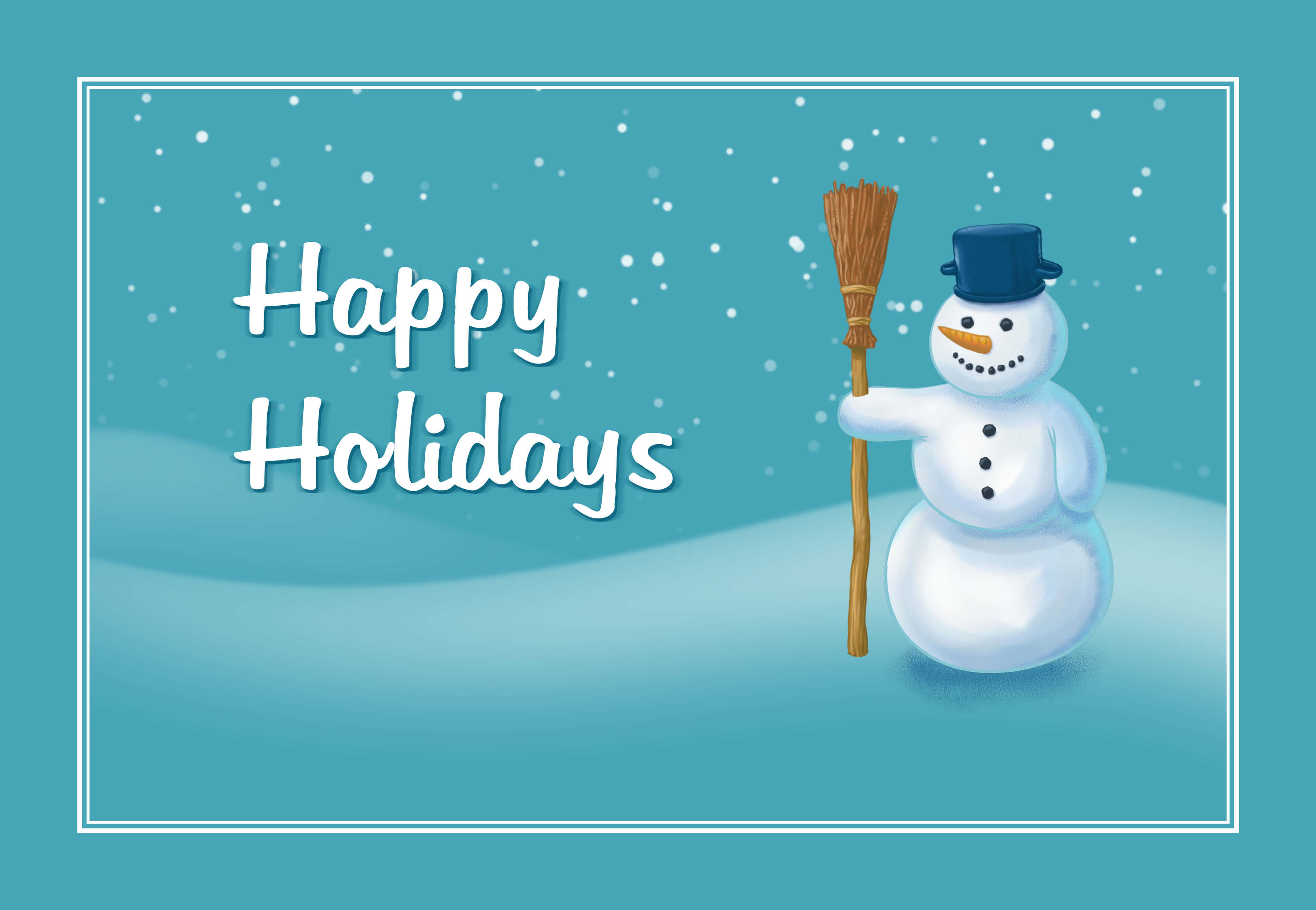 snowman, top hat, broom, 4K Desktop Wallpaper