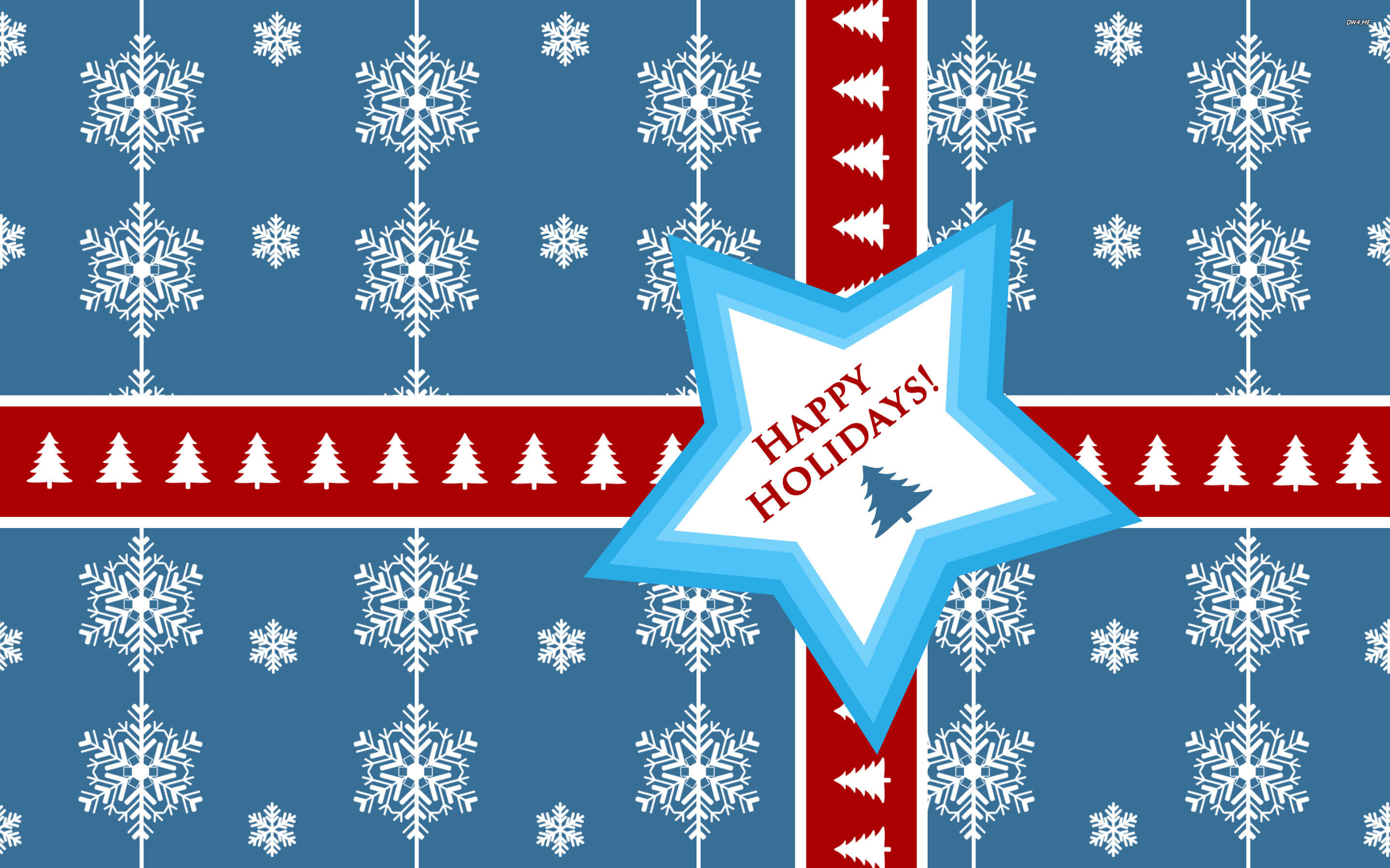 Happy Holidays Desktop, blue, white snowflakes, 2K Desktop Wallpaper